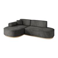 ECKSOFA Ottomane Links MARI-L1-v1 - 243x171x83 cm Dunkelgrau Velours - Dunkelgrau, Holzwerkstoff/Textil (243/171cm) - ALTDECOR