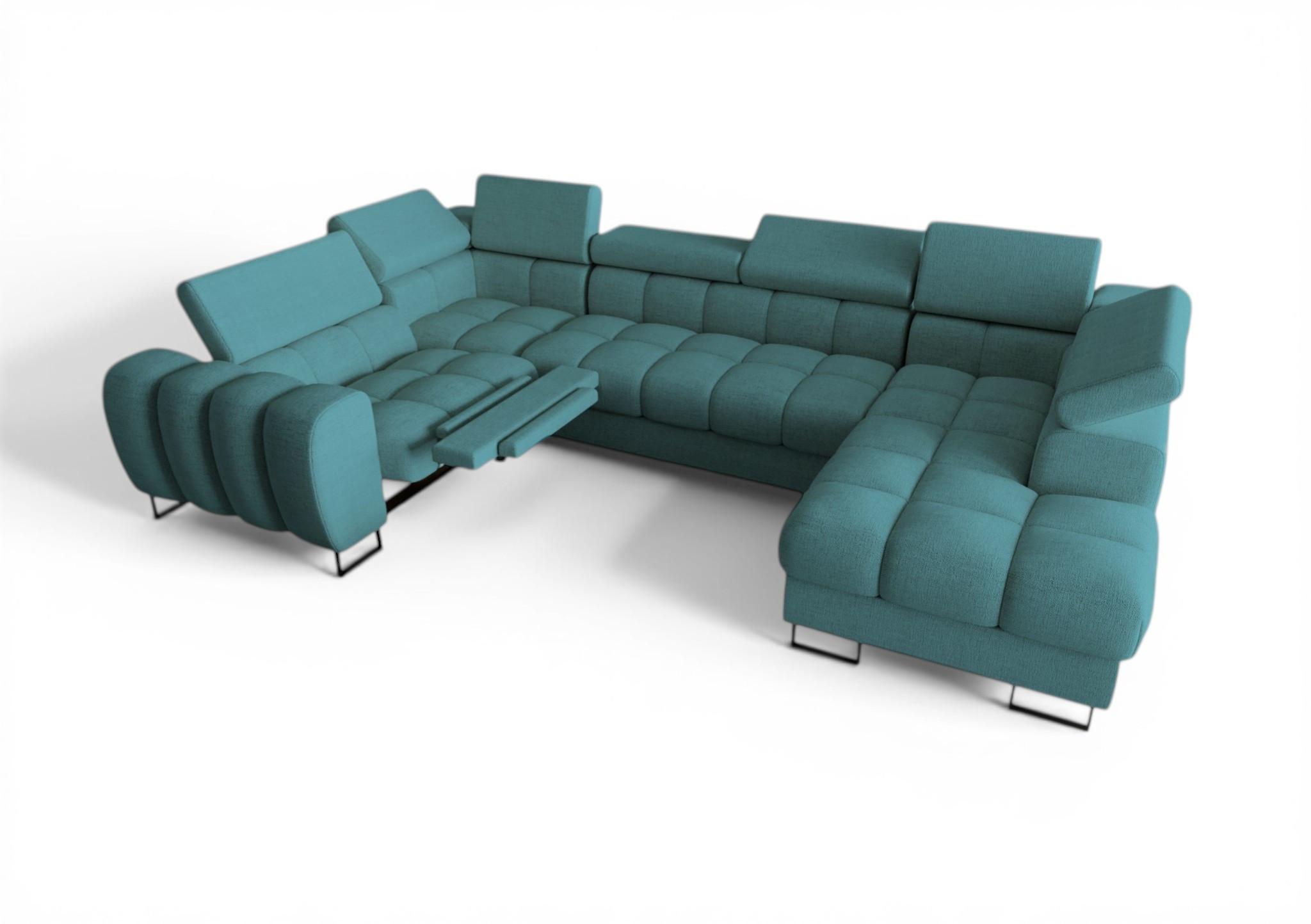 WOHNLANDSCHAFT Bastien Relax - Blau, Holzwerkstoff/Textil (350/95/198cm) - Fun Möbel