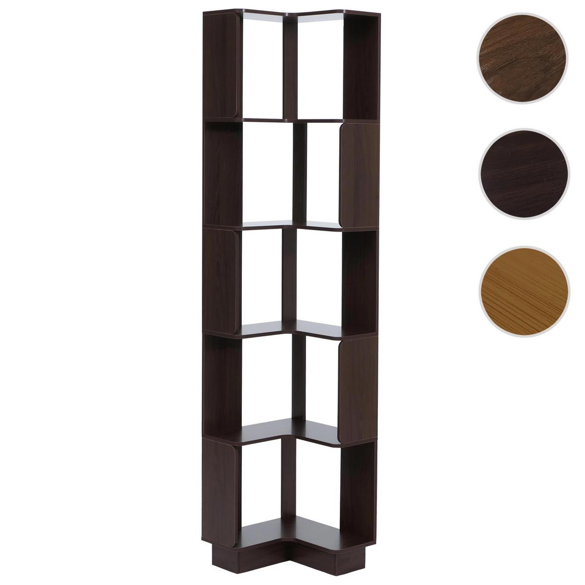 ECK-BÜCHERREGAL Walnuss Dekor - Walnussfarben, Holz (40/175/40cm) - MCW
