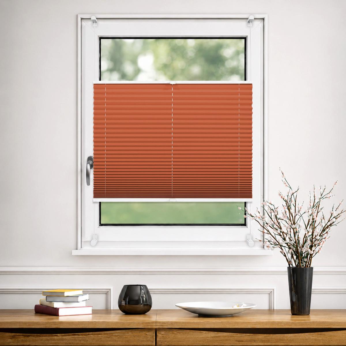 PLISSEE Thermo Basic 75 x 150cm Klemmfix ohne Bohren - Orange, Textil (75/150/150cm) - Deco-Raum