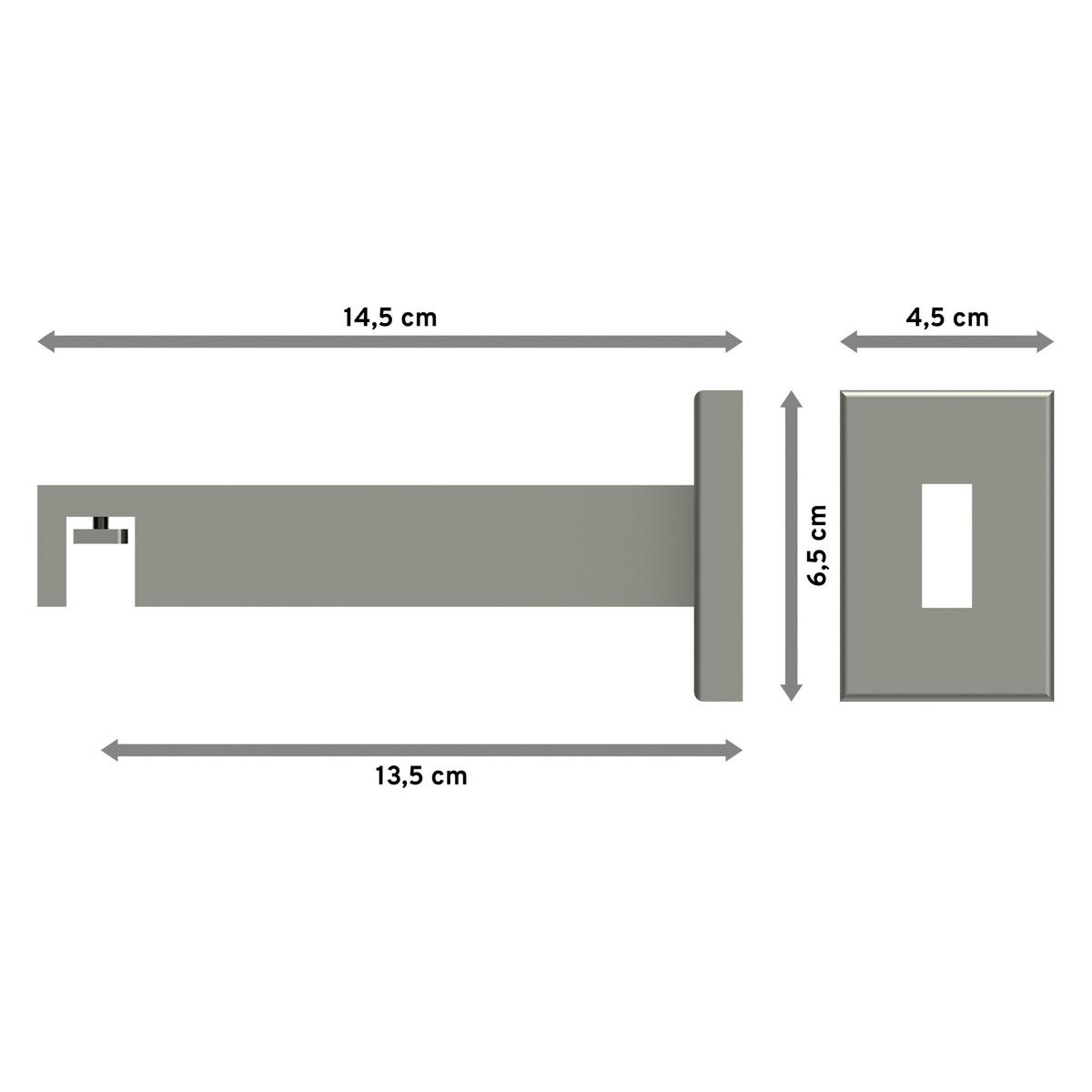 TRÄGER FÜR GARDINENSTANGEN INNENLAUF 14x35 mm, Smartline 1-läufig lang, Edelstahl-Optik - Edelstahlfarben, Metall (14.5/6.5/4.5cm) - INTERDECO