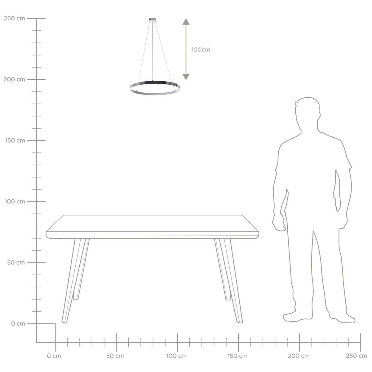 HÄNGELEUCHTE Jordan 40/40/110 cm - Silberfarben, Metall (40/10/110cm) - Beliani