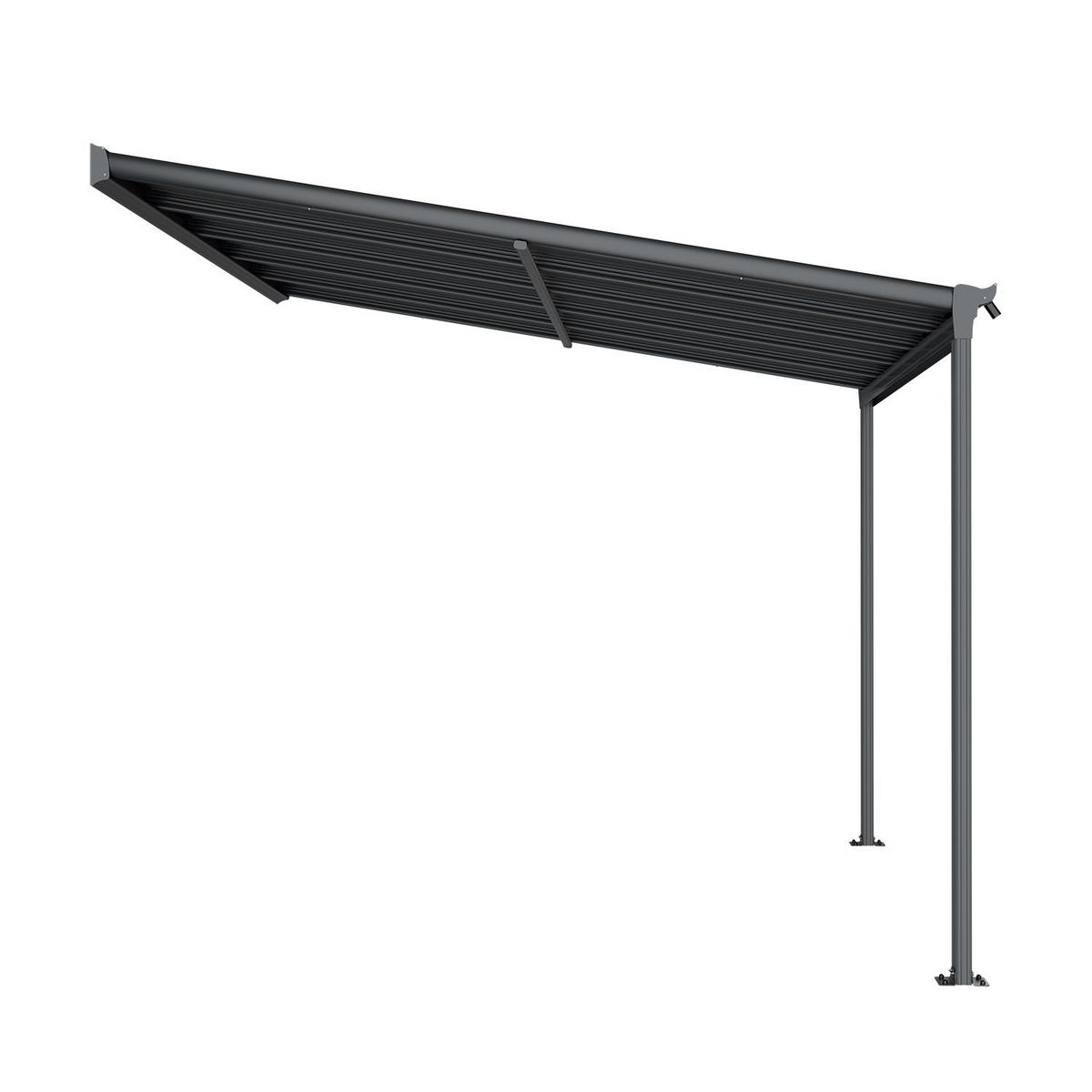TERRASSENDACH Borneo Aluminium 3x3m dunkelgrau - Dunkelgrau, Metall (313/300/300cm) - Juskys