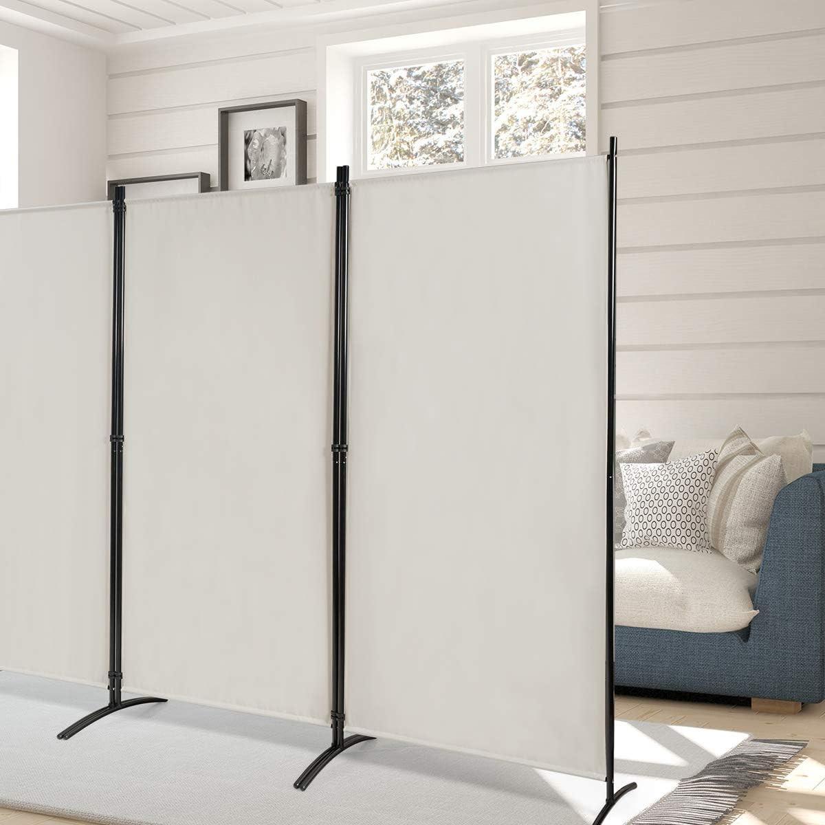 RAUMTEILER mit Untersetzern Beige - Beige, Textil (260/183cm) - COSTWAY