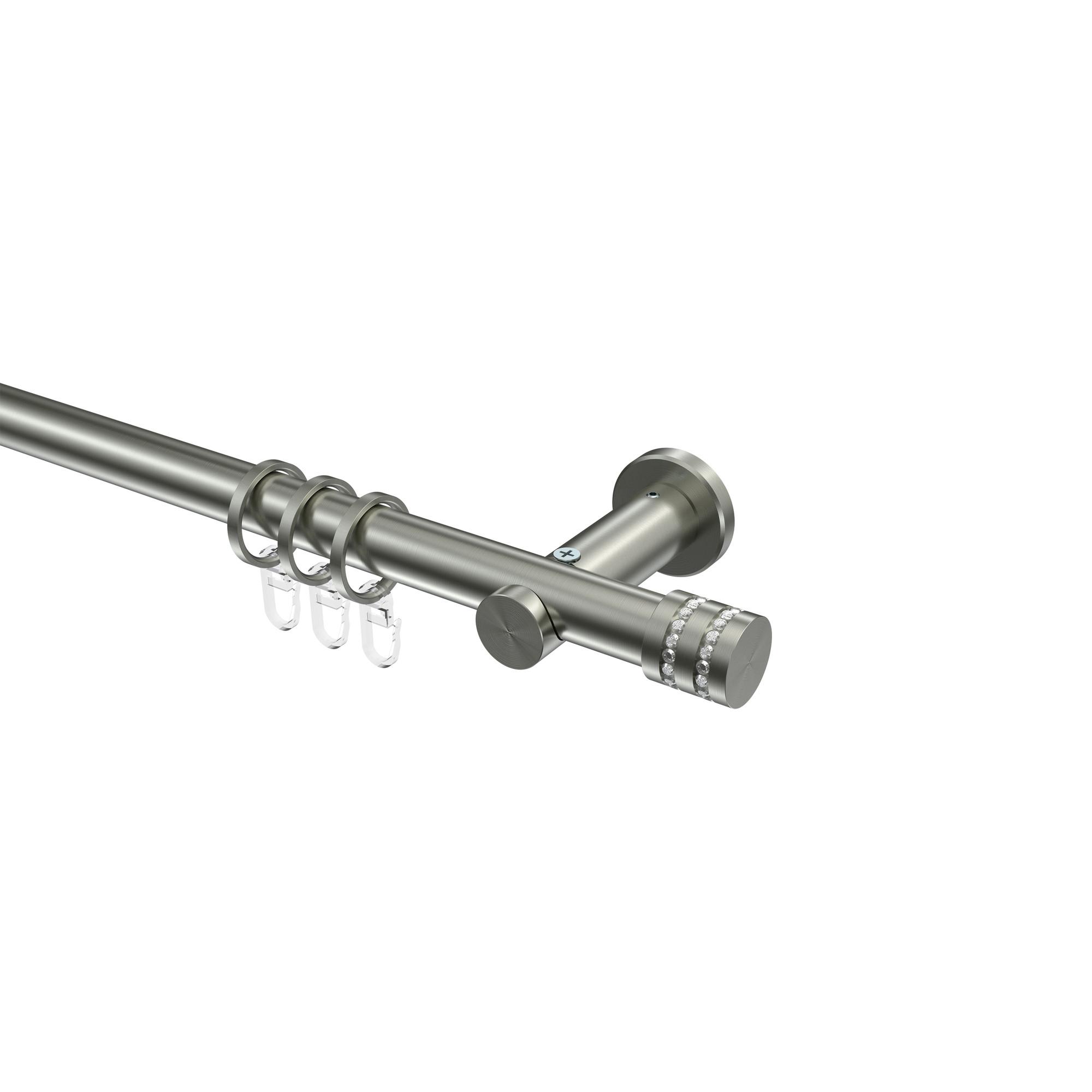 GARDINENSTANGE Platon Estana 480 cm (geteilt in 3 x 160 cm), 1-läufig, 20 mm Ø Edelstahl-Optik - Edelstahlfarben, Metall (480cm) - INTERDECO