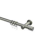 GARDINENSTANGE Platon Estana 480 cm (geteilt in 3 x 160 cm), 1-läufig, 20 mm Ø Edelstahl-Optik - Edelstahlfarben, Metall (480cm) - INTERDECO