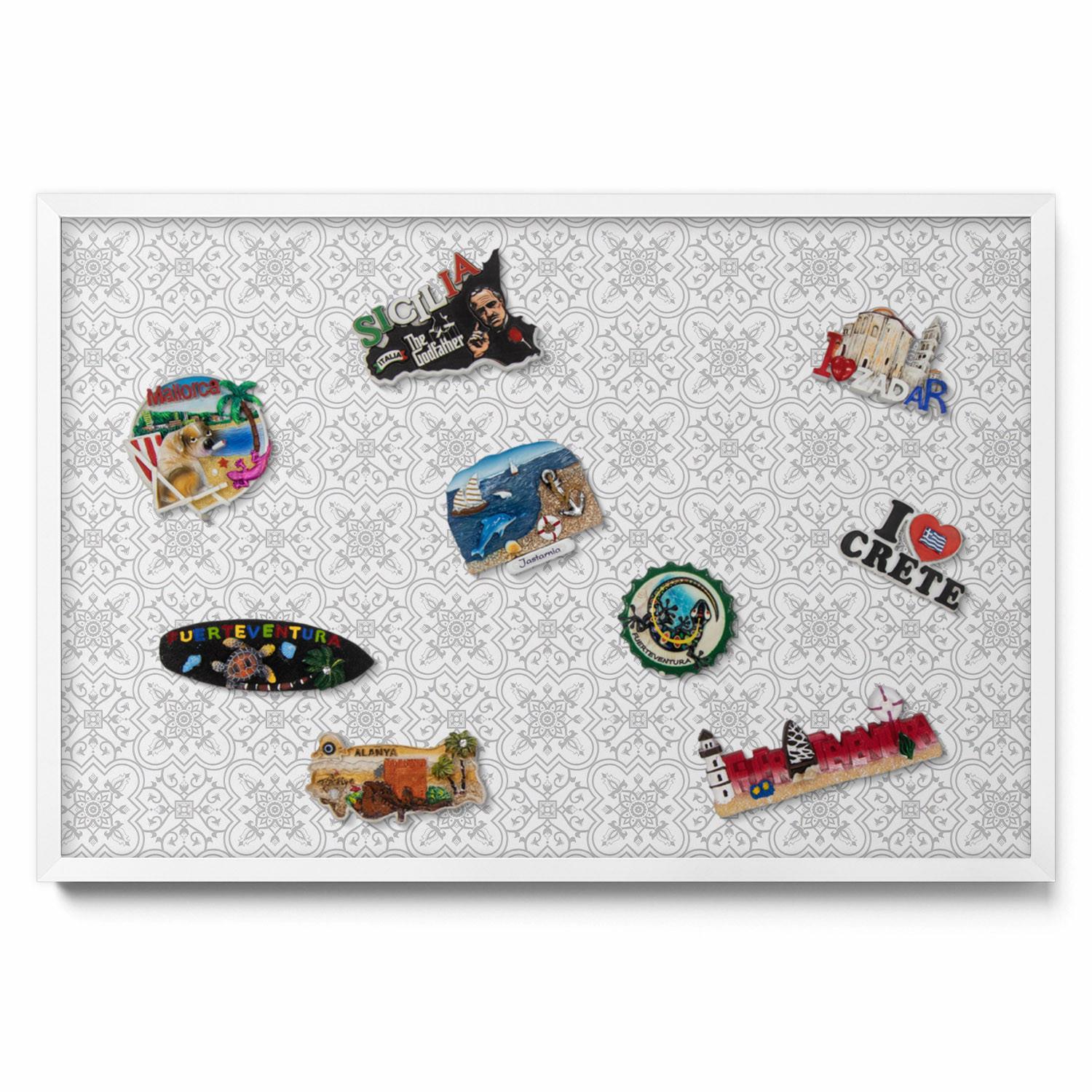 MAGNETTAFEL 60x40 cm Weißer Rahmen Regulares Ornamentmuster - Anthrazit, Metall (60/50/0.4cm) - TULUP