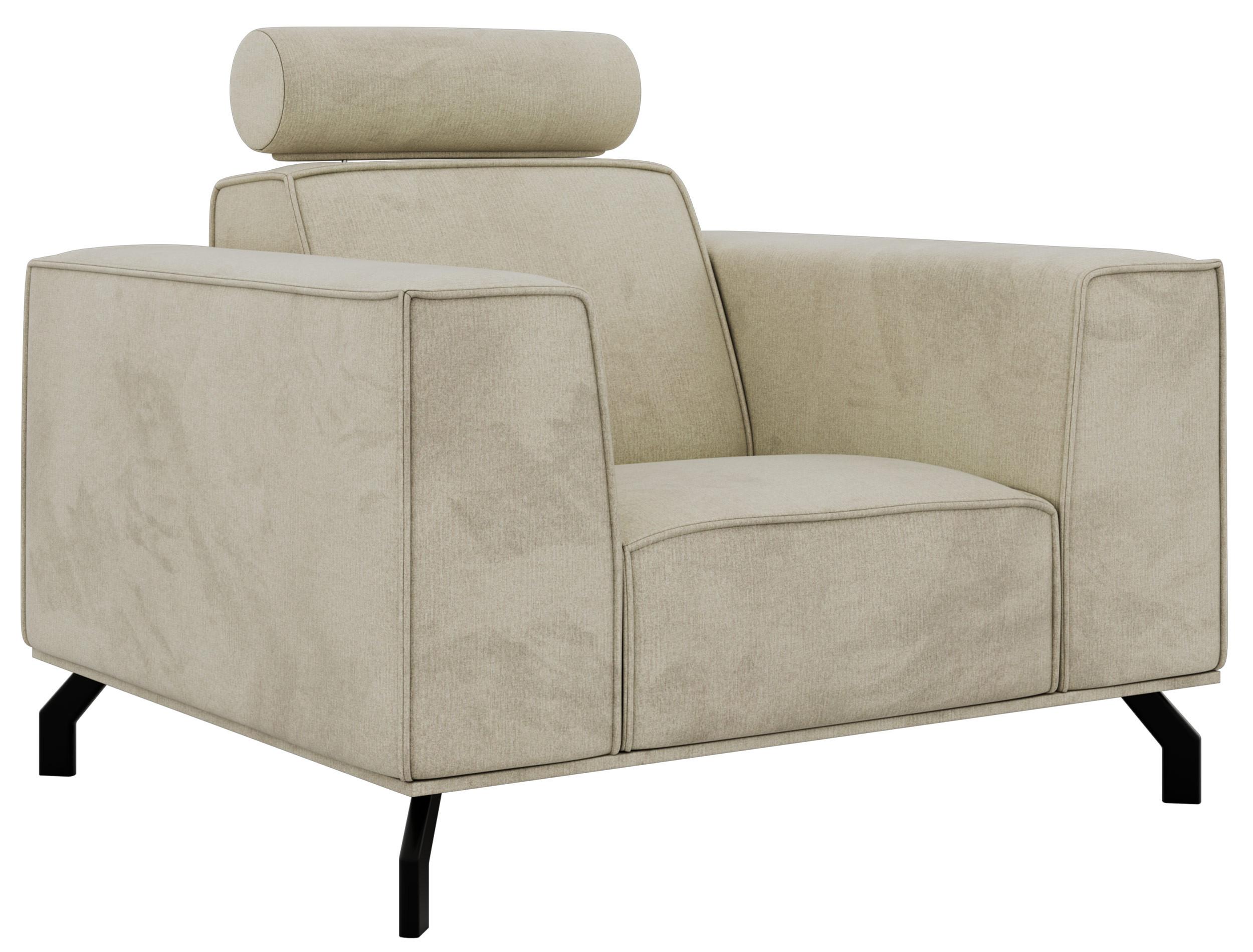 SESSEL VESANO - Beige Velvet - Beige/Schwarz, Textil/Metall (109/90/95cm) - MKS