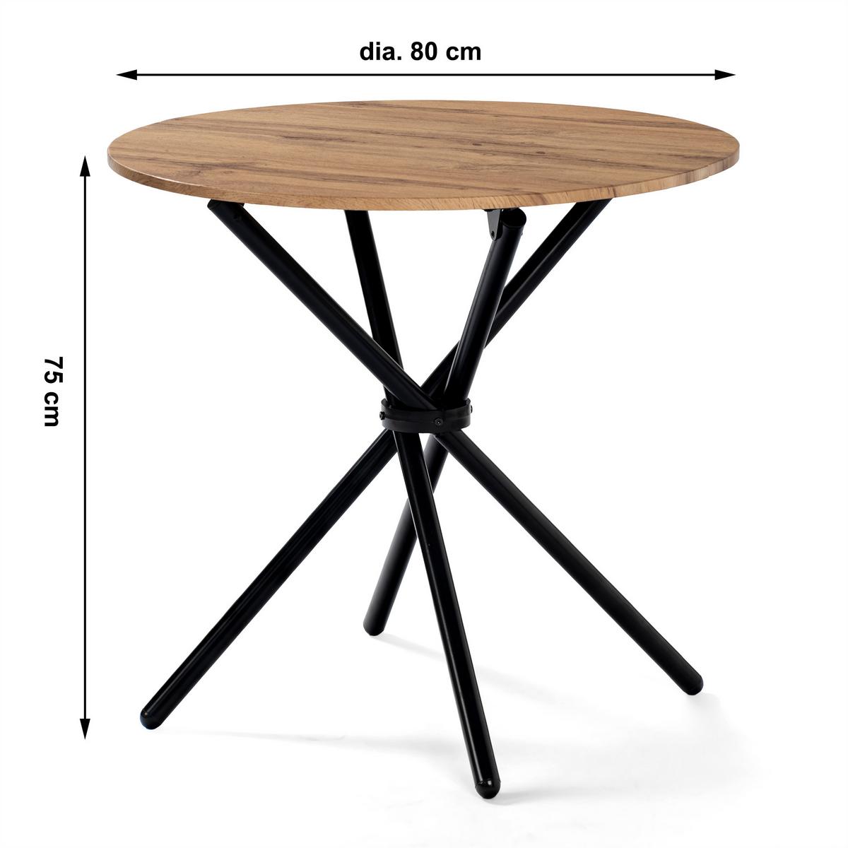 ESSZIMMER SET – 1 Tisch + 2 Stühle – Holzoptik & Wildleder - Braun, Holzwerkstoff/Metall (80/75/80cm) - Urban Meuble