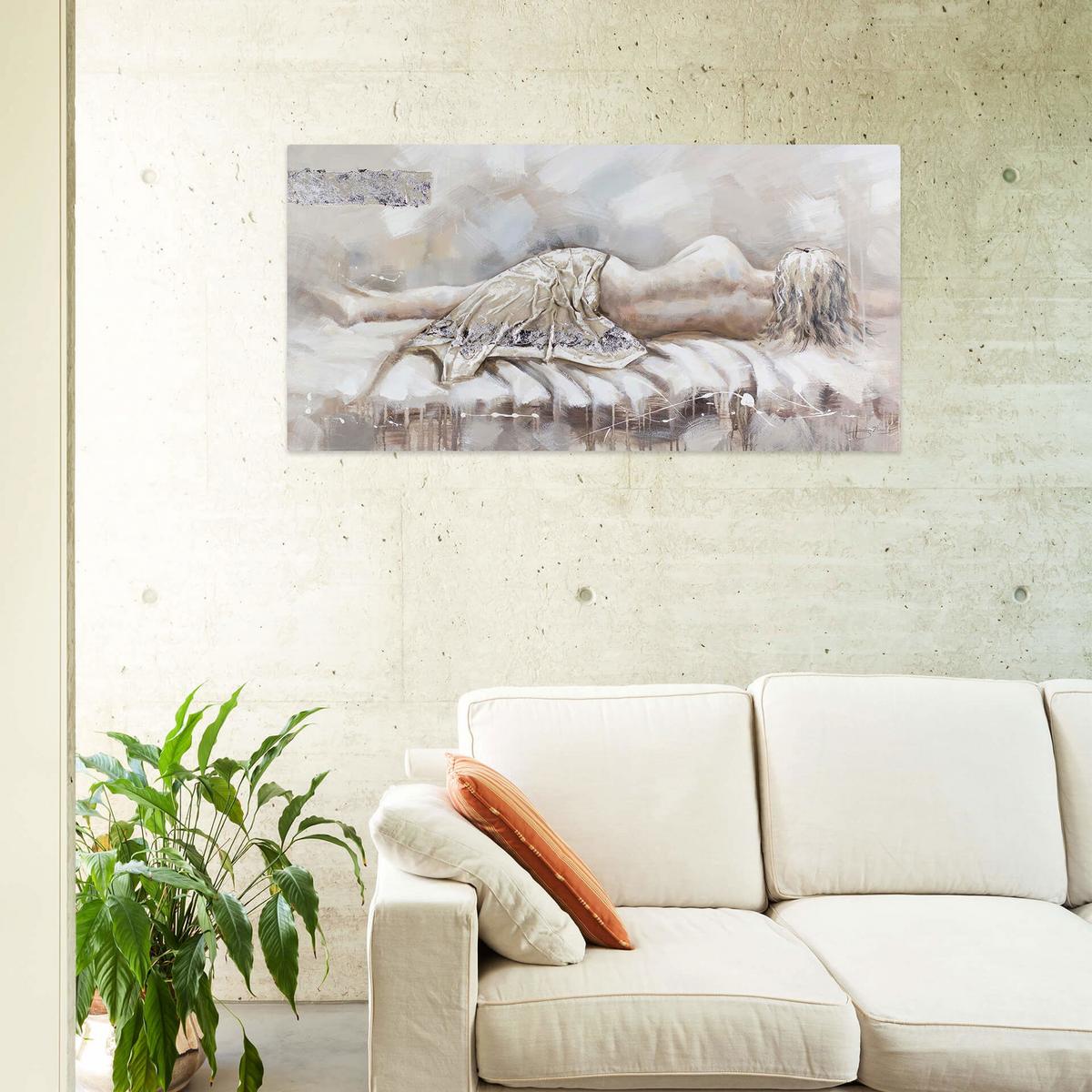 ÖLGEMÄLDE 120/60 cm - Beige, Holz/Textil (120/60cm) - KUNSTLOFT