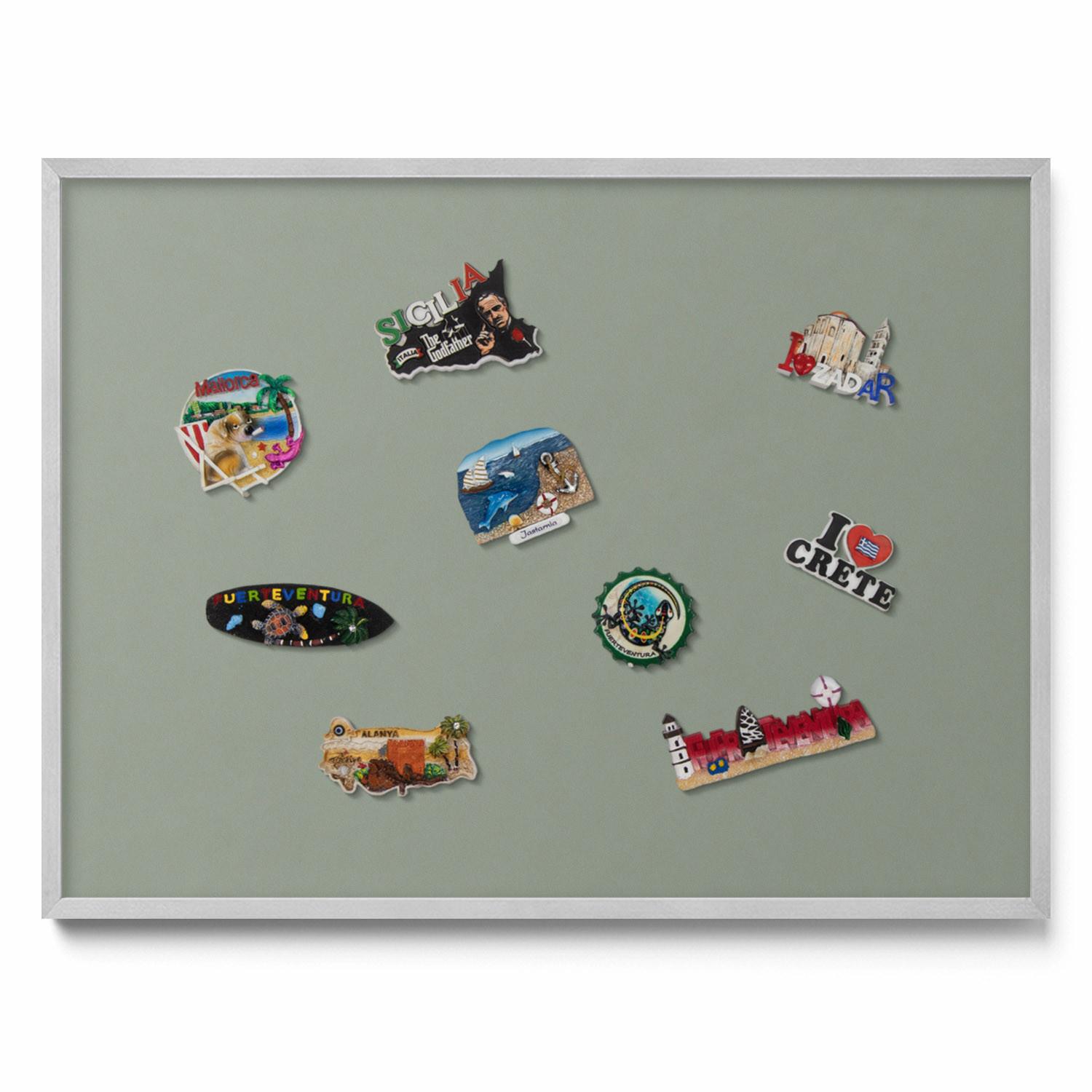 MAGNETTAFEL 80x60 cm Silberner Rahmen Helloliv - Eukalyptusholzfarben, Metall (80/60/0.4cm) - TULUP