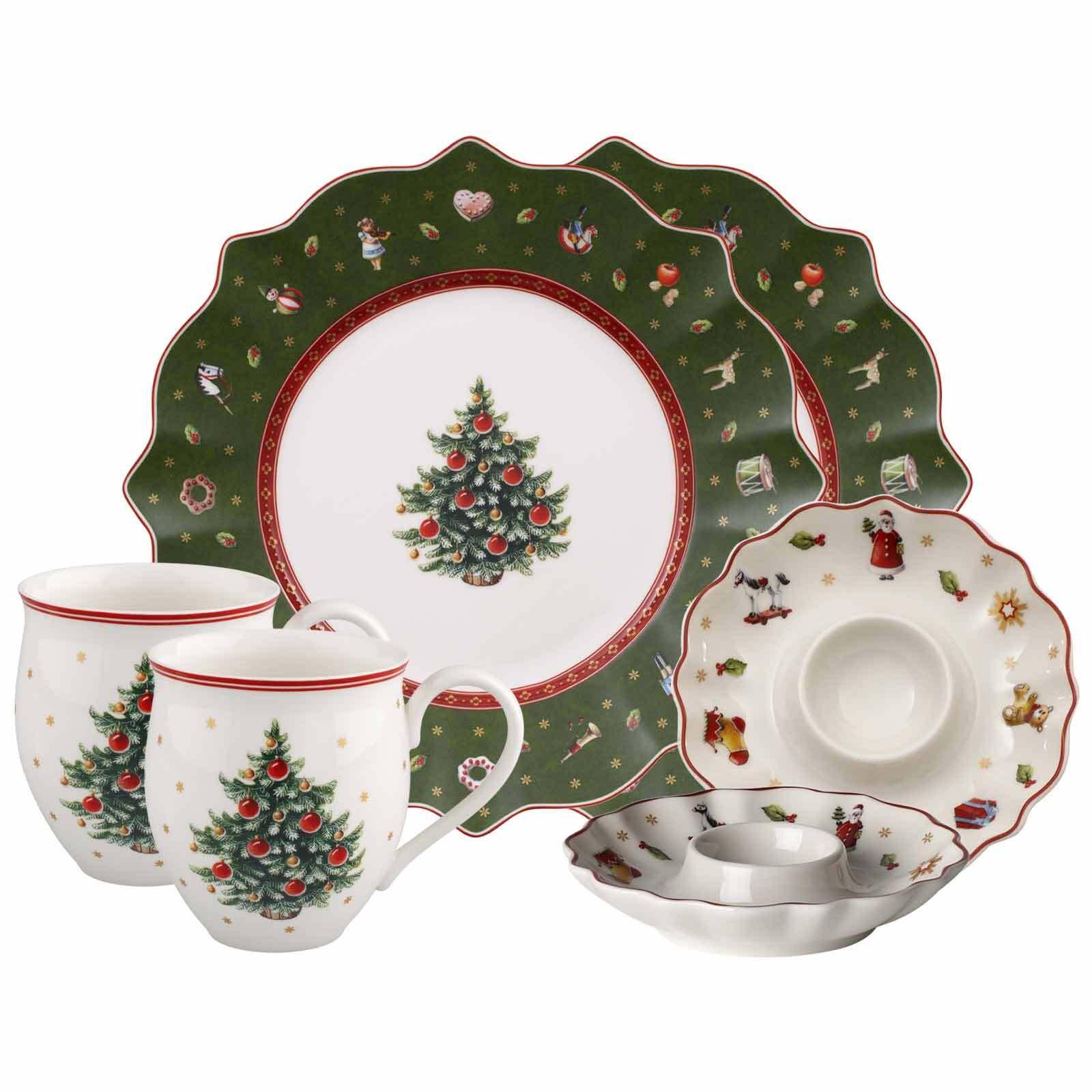 FRÜHSTÜCKS-SET TANNENBAUM Toy's Delight grün-weiß 6-tlg. - Weiß/Grün, Keramik (2/2/2cm) - Villeroy & Boch