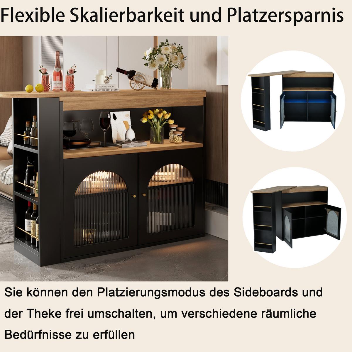 BARSCHRANK Schwarz 138/39/105cm - Braun, Holzwerkstoff/Metall (138/39/105cm) - Urban Meuble