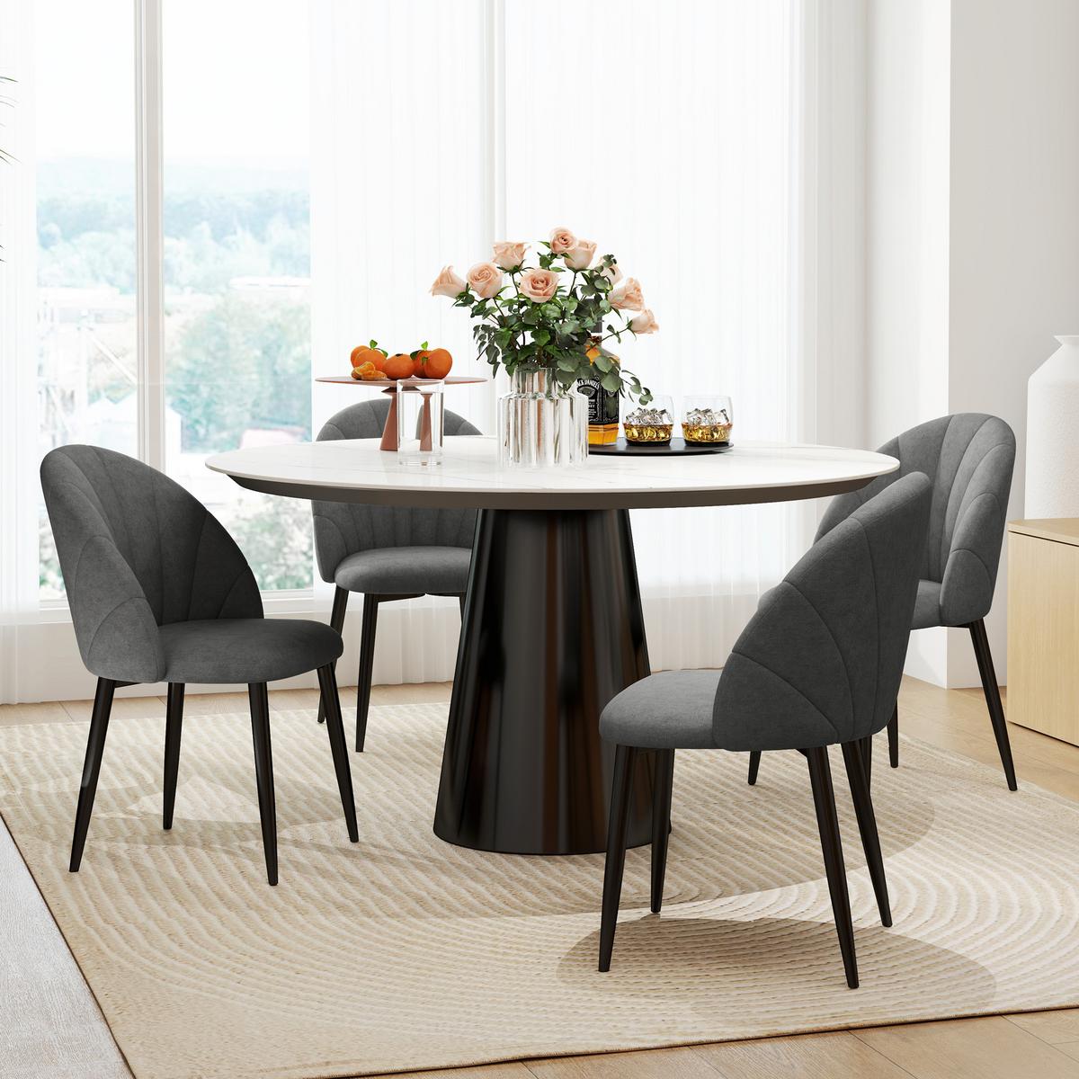 ESSZIMMERSTÜHLE 4er Set Polyester Stahl Dunkelgrau - Dunkelgrau, Textil (52/79/54cm) - HOMCOM