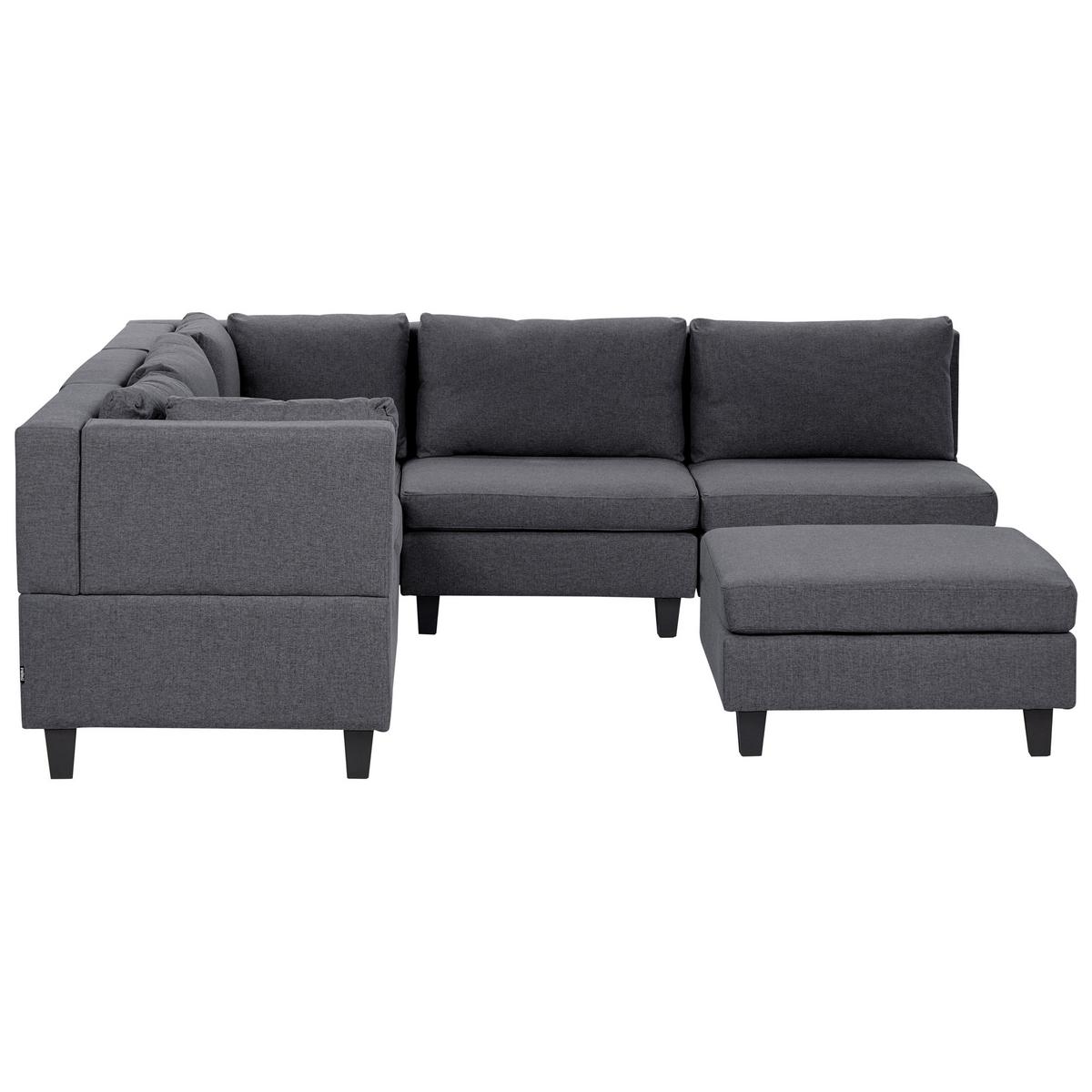 ECKFSOFA Modul 5-Sitzer rechtsseitig Dunkelgrau Stoff mit Ottomane Unstad - Dunkelgrau/Grau, Textil (228/228cm) - Beliani
