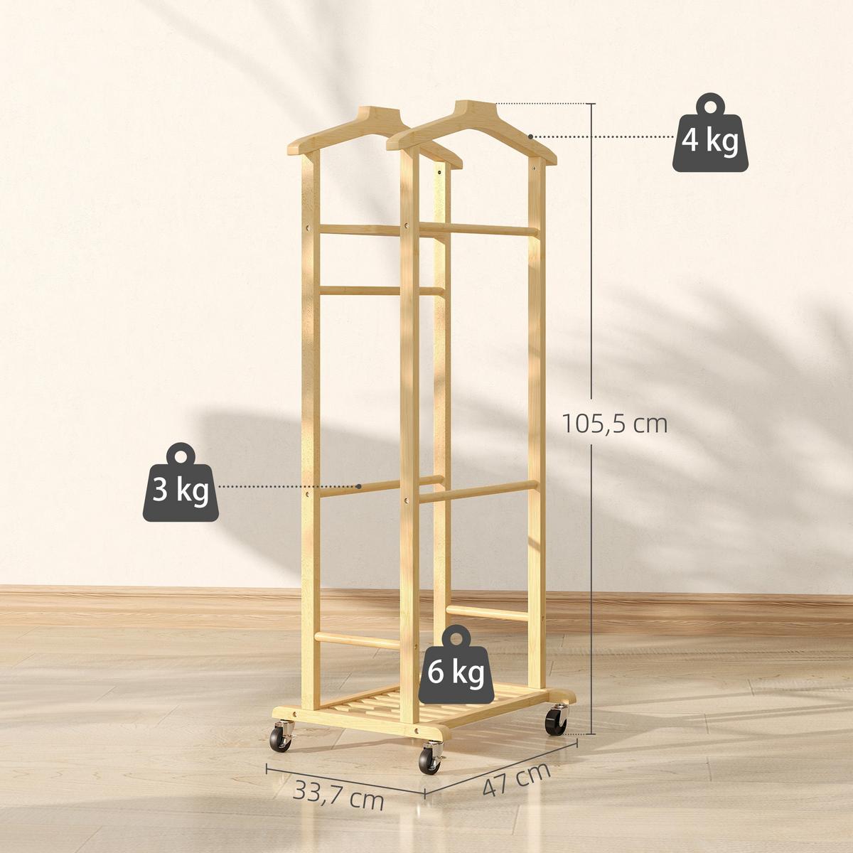 KLEIDERSTÄNDER Bambus Naturholz - Naturfarben, Holz (33.7/105.5/47cm) - HOMCOM