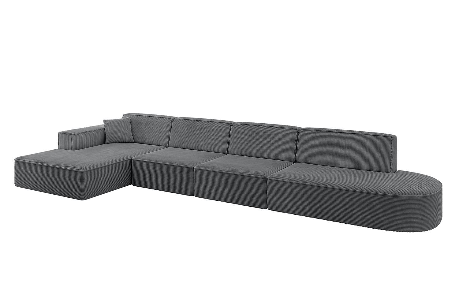 ECKSOFA Ottomane Links IREA-L3-v4 - 412x165x77 cm Duneklgrau - Dunkelgrau/Graphitfarben, Holzwerkstoff/Textil (412/165cm) - ALTDECOR