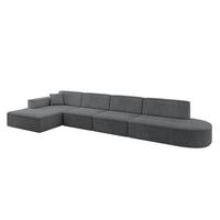 ECKSOFA Ottomane Links IREA-L3-v4 - 412x165x77 cm Duneklgrau - Dunkelgrau/Graphitfarben, Holzwerkstoff/Textil (412/165cm) - ALTDECOR
