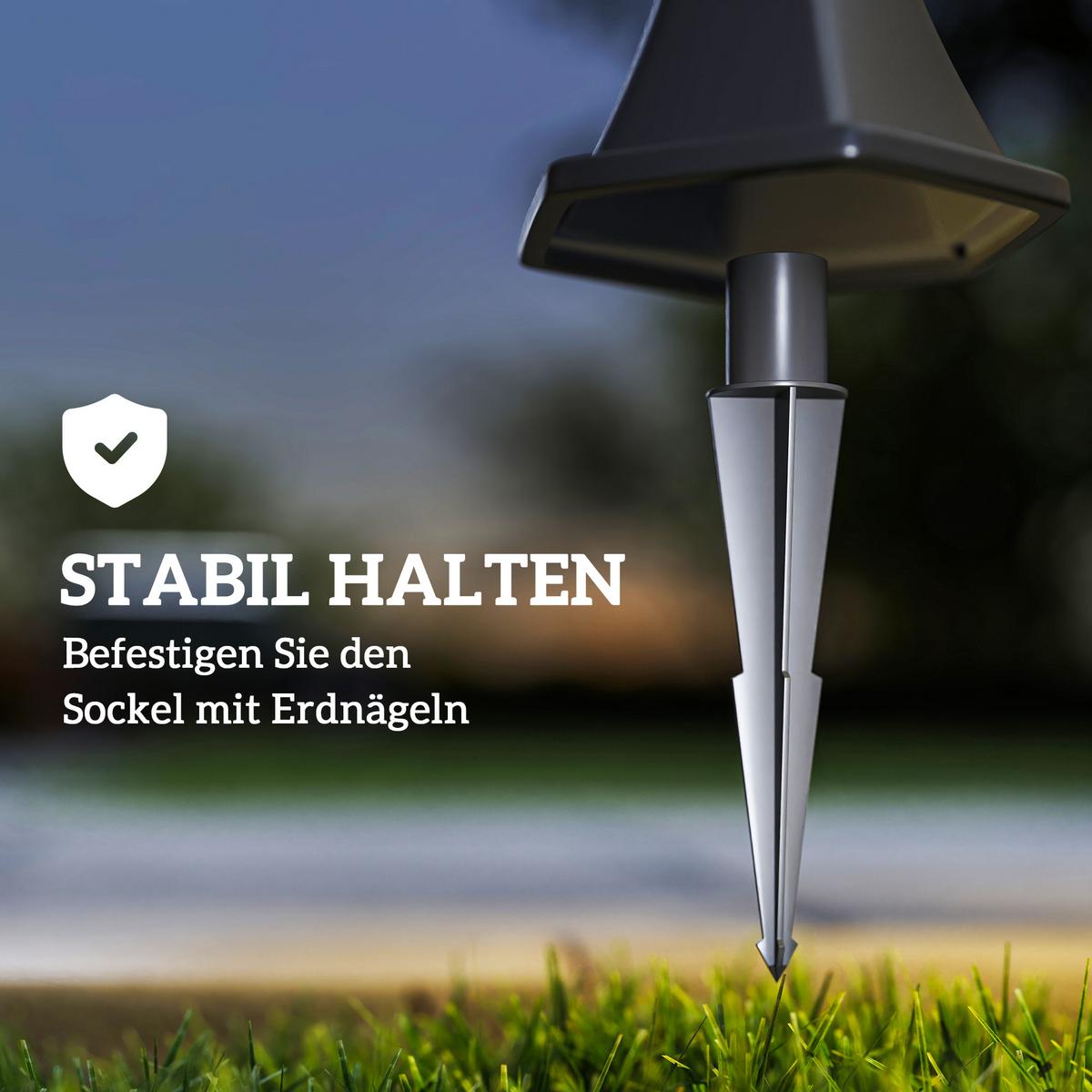 SOLAR Gartenlaterne 2er Set LED Laterne Gartenleuchte 6 Stdn. ABS H129cm - Schwarz, Kunststoff (18.5/18.5/129cm) - Outsunny