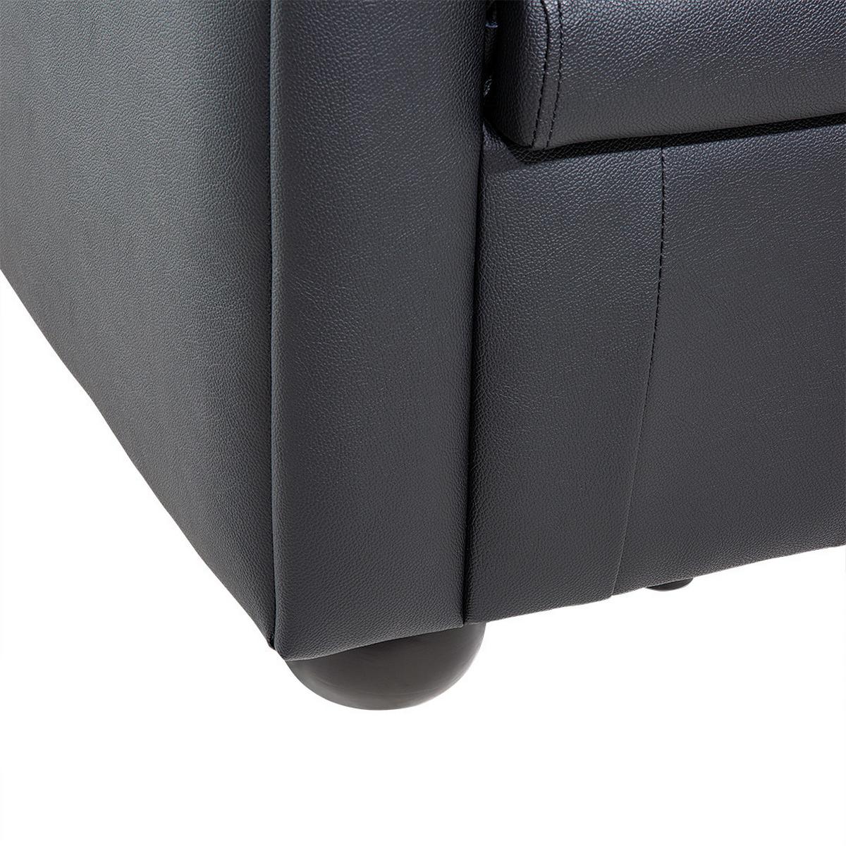 SOFA Leder Schwarz Chesterfield - Schwarz, Leder/Fell (195/70/75cm) - Beliani