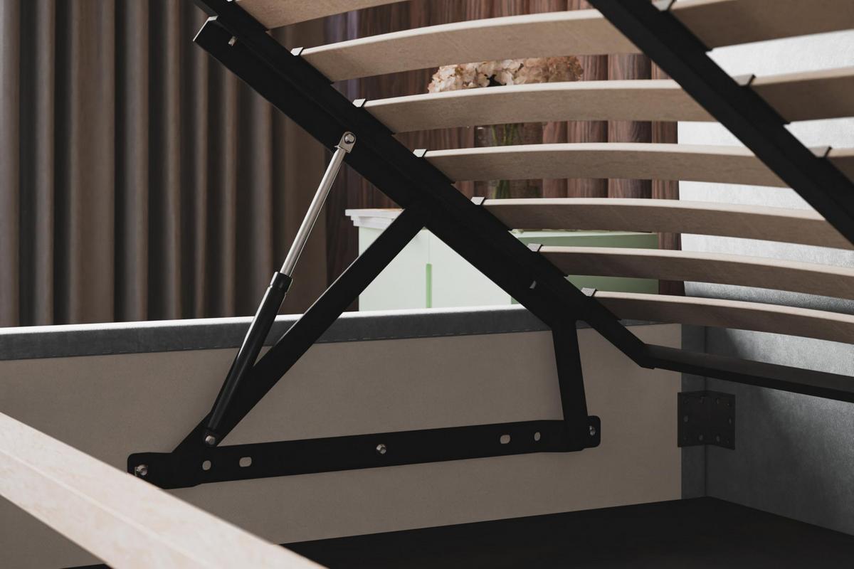 BETT 90x200 - Polsterbett mit Bettkasten und Metallrahmen - Modern Betten - Glatter Kronos-Stoff - Kollektion Lizbona, Blau - Blau, Holz/Textil (90/200cm) - Alpi-Möbel