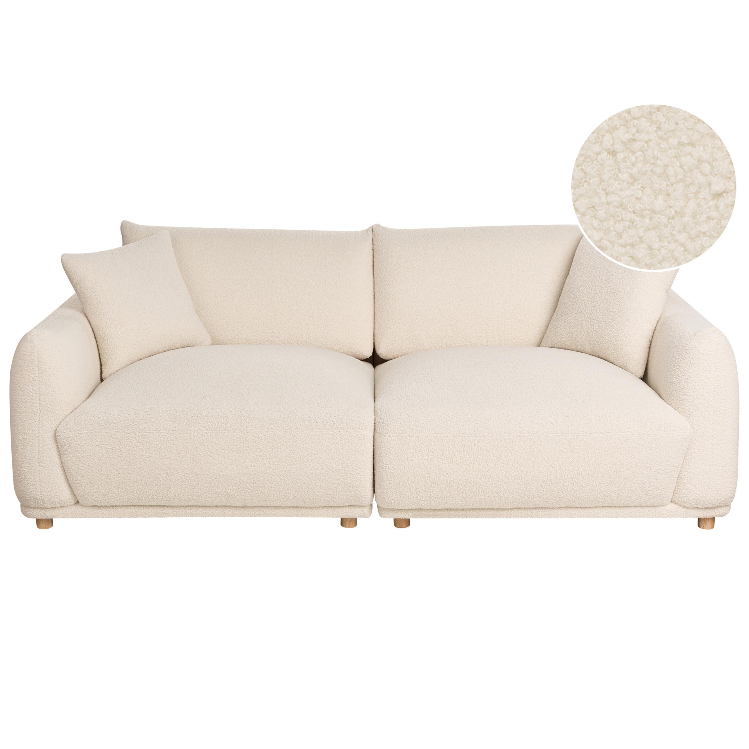 3-SITZER-SOFA Bouclé Cremeweiß Jubek - Creme, Textil (214/81/104cm) - Beliani