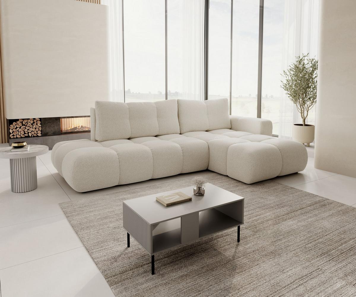 ECKSOFA DUCA L-S Beige Jersey mit Schlaffunktion - Beige, Holz (266.5/266.5cm) - MASSENO