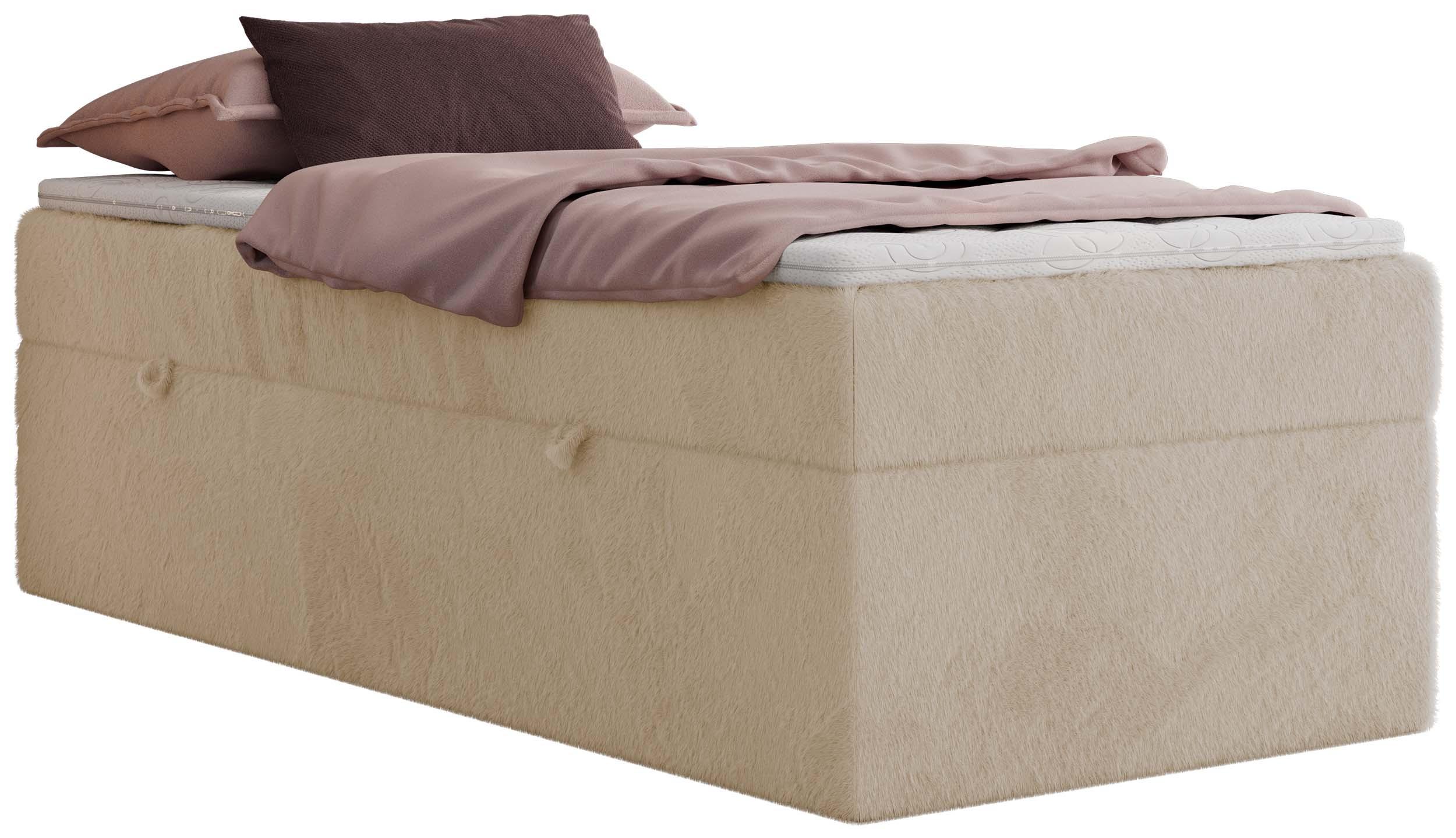 BOXBETT ZERO 90/200 - Creme Plüsch - H3 - Topper T25 - Creme, Textil (90/200cm) - MKS