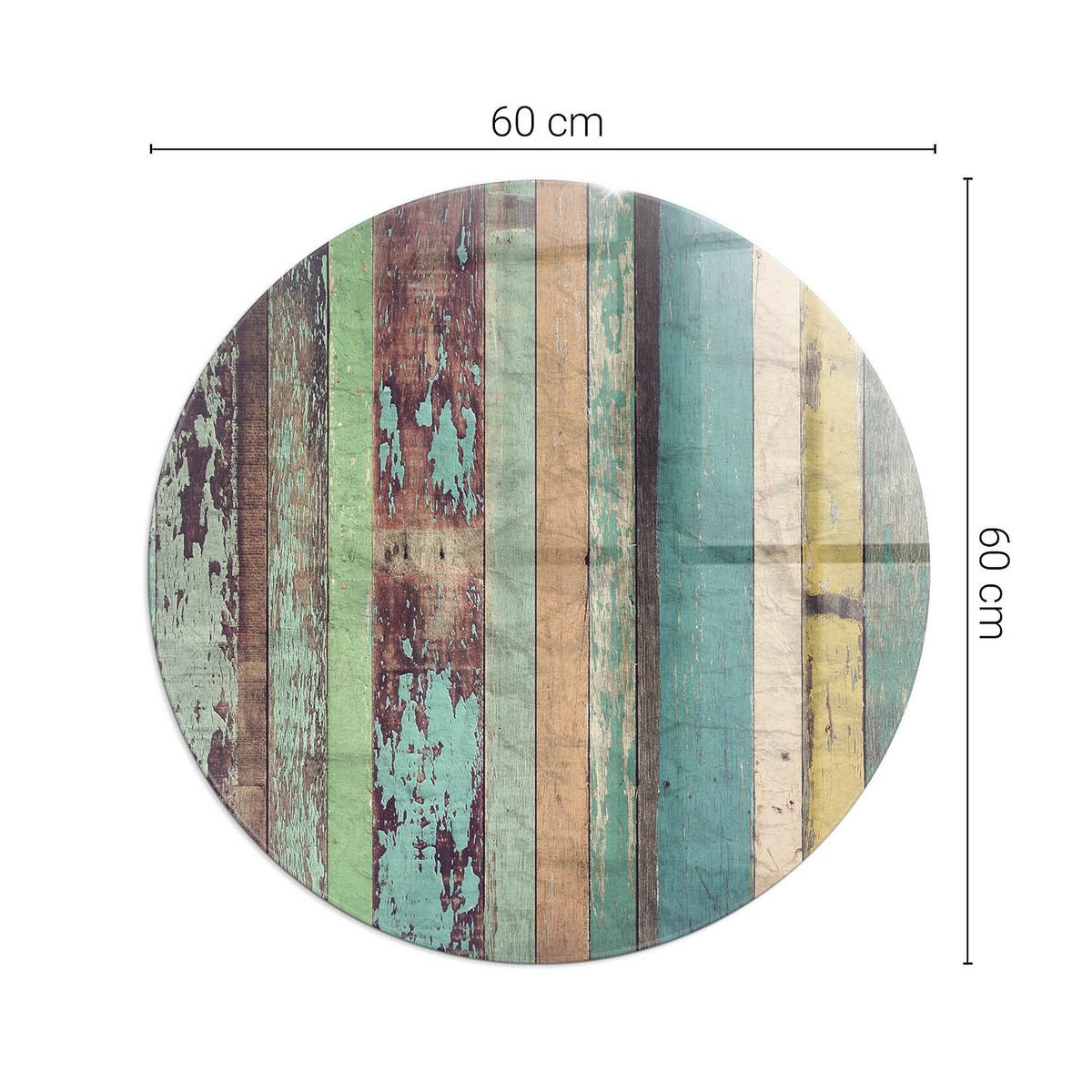 GLASPLATTE für Kamin Ø 60 cm - Türkis, Glas (60/60/0.4cm) - TULUP