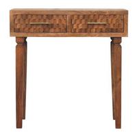 KONSOLENTISCH Golden-Teak-Finish, 2 Schubladen, Hellbraun - Braun, Holz (80/35/82cm) - Artisan Furniture