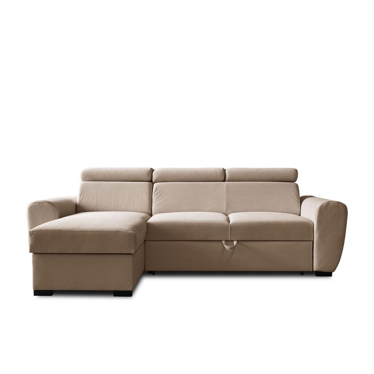 ECKSOFA FALCO mit Schlaffunktion Elli 18 - Beige, Textil (253/174cm) - Lookway