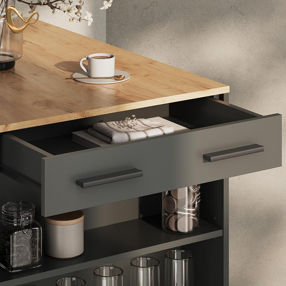 BARTISCH Regusa Anthrazit/Goldkraft Eiche 67 x 100 cm - Anthrazit, Holzwerkstoff (100/67/106cm) - Livinity®