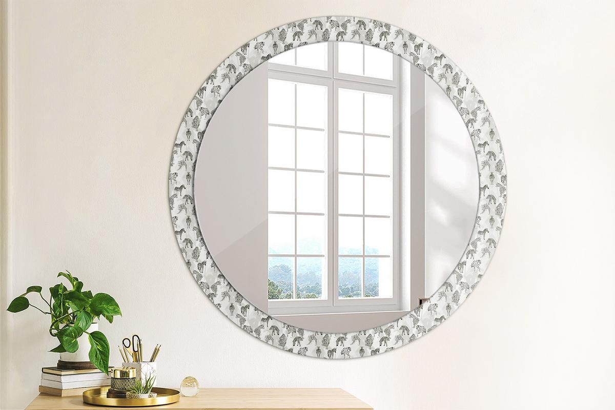 SPIEGEL Rund Ø 90 cm mit Aufdruck - Schwarz, Glas (90/90/0.4cm) - Wallfluent