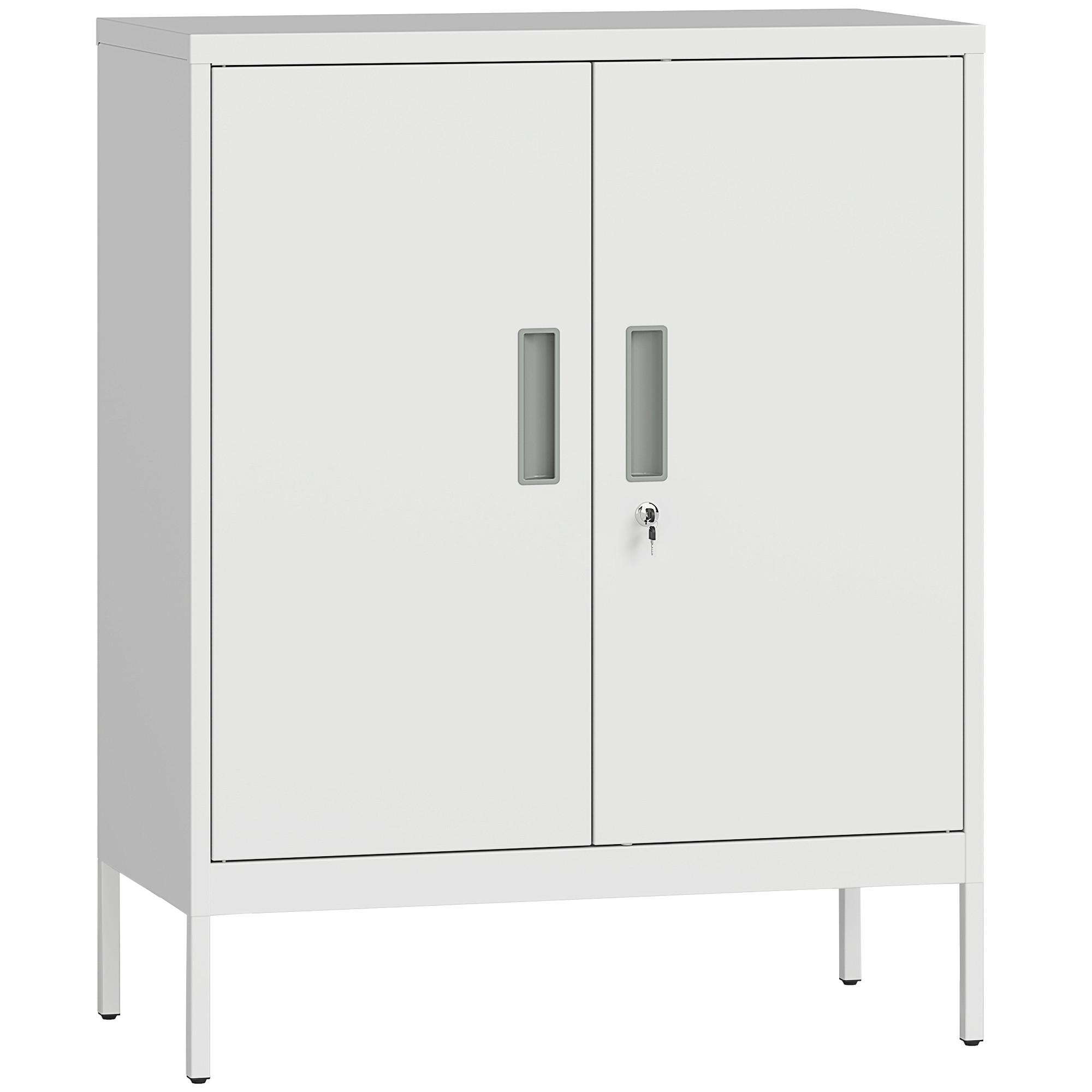 AKTENSCHRANK Stahl Weiß - Weiß, Metall (40/100/80cm) - HOMCOM