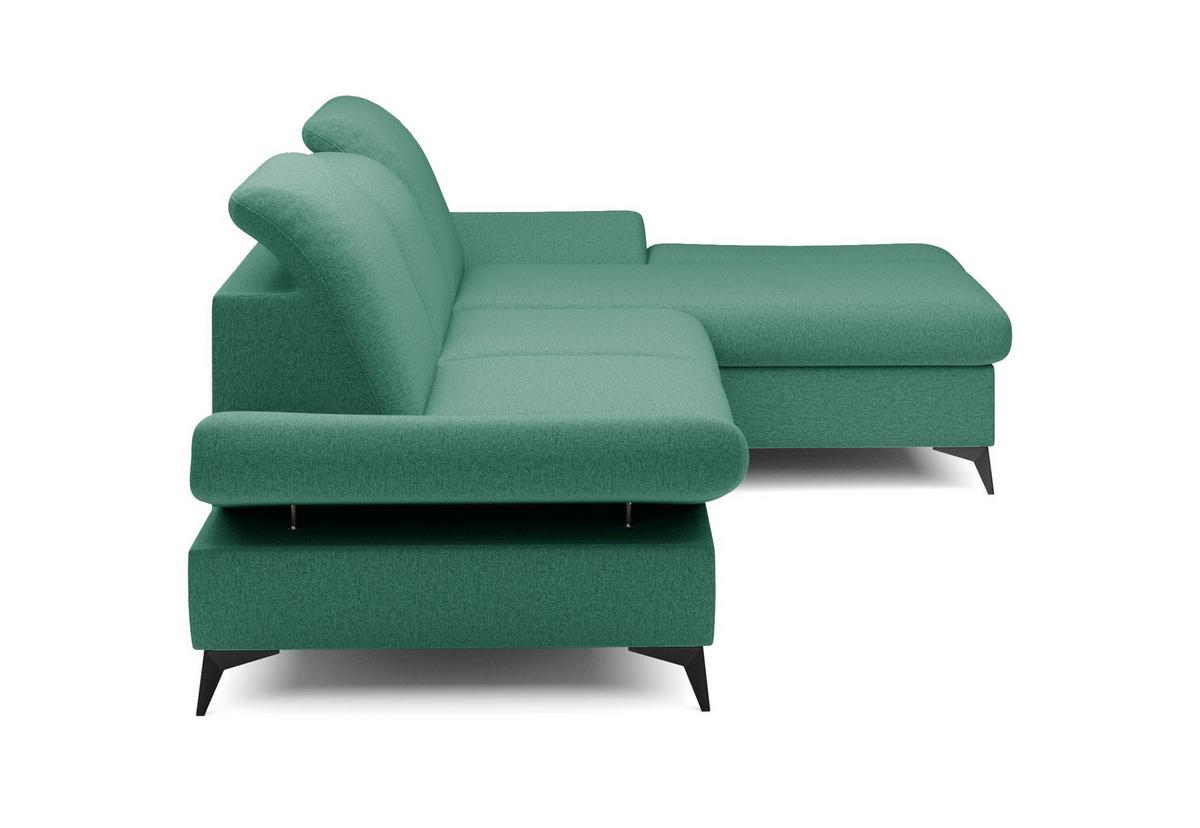 ECKSOFA FELICE R-S Grün Geflochtener Stoff mit Schlaffunktion - Grün, Holz (284/166cm) - MASSENO