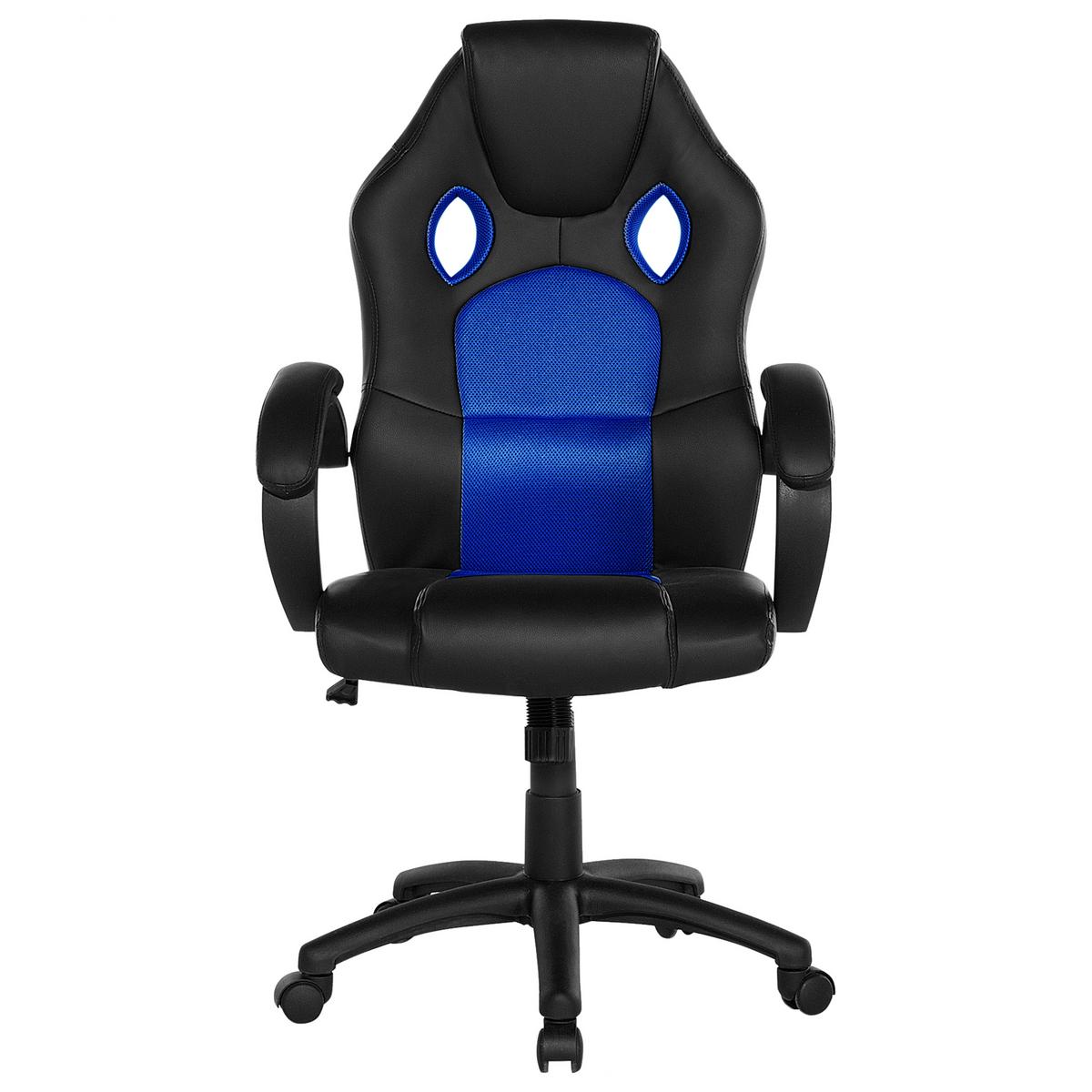 BÜROSTUHL Kunstleder Schwarz/Marineblau Fighter - Schwarz, Kunststoff/Textil (65/108/65cm) - Beliani