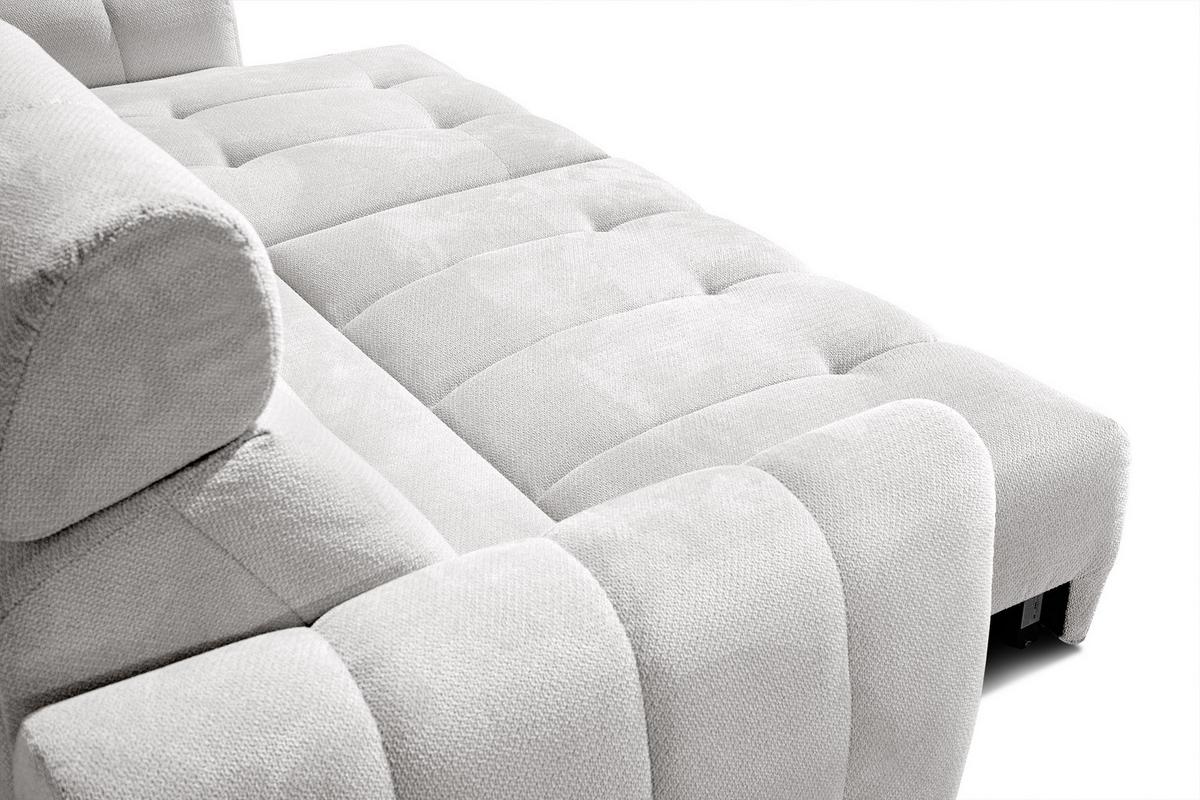 ECKSOFA KIMI 3-Sitzer, ausziehbarer Sitz, verstellbare Kopfstützen, cremefarben - Creme/Schwarz, Holzwerkstoff/Textil (270/160cm) - Wozimo