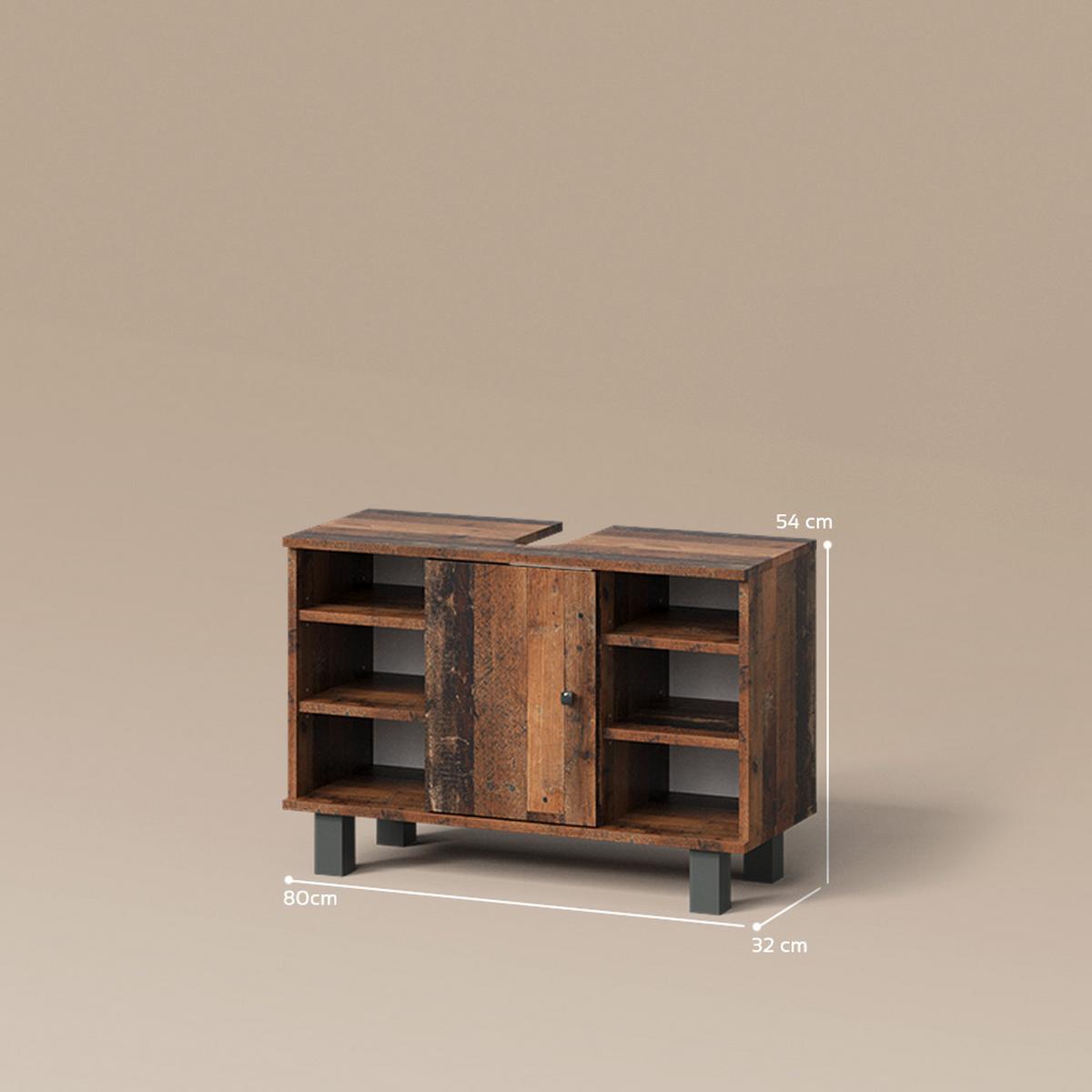 WASCHBECKENUNTERSCHRANK Fucino Antikholz 80 x 54 cm - Alteiche, Holzwerkstoff (80/54/32cm) - Livinity®