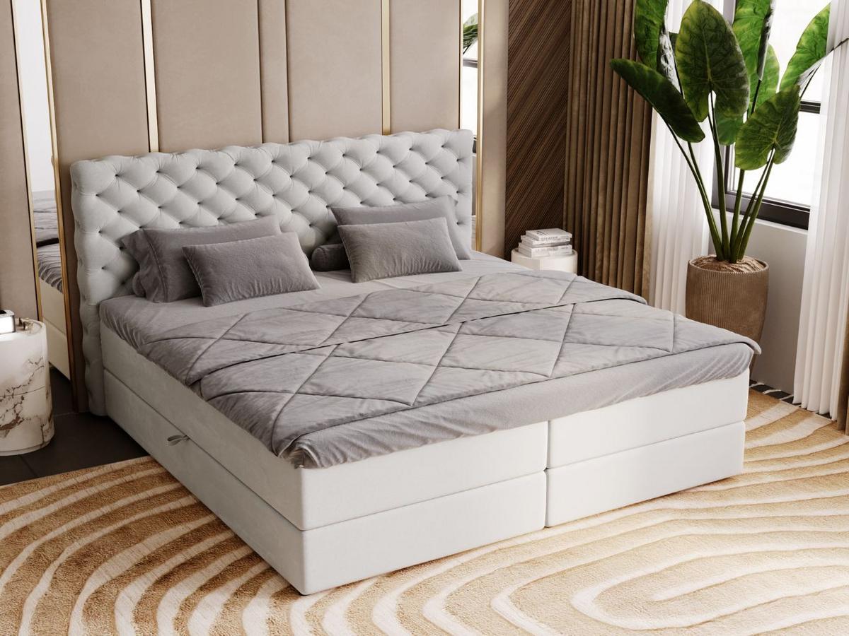 BOXBETT Bergamo 140x200 Hellgrau - Hellgrau/Schwarz, Holz/Textil (140/200cm) - Graingold