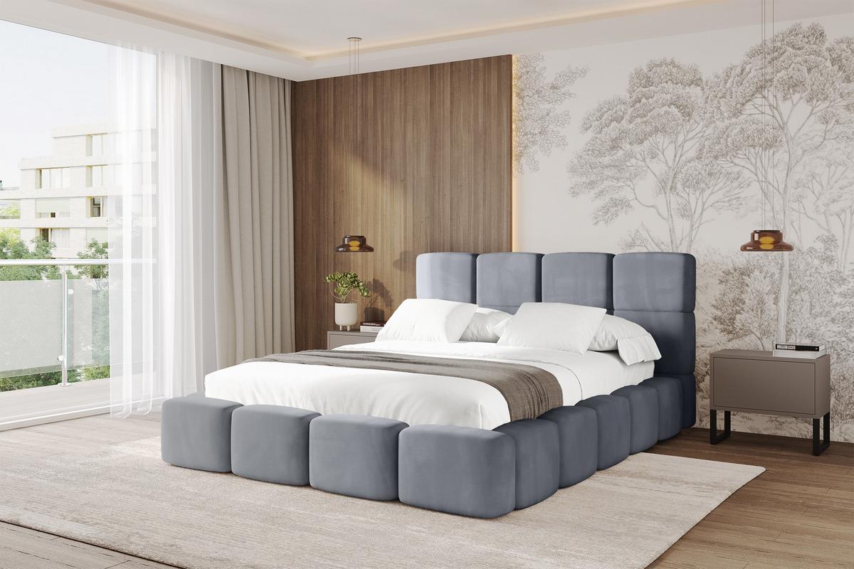 POLSTERBETT mit Bettkasten und Lattenrost, Bett mit Kopfteil, Boxbett ohne Matratze, Doppelbett mit Stauraum - NATA 120x200 Grau - Grau, Holzwerkstoff/Textil (120/200cm) - ALTDECOR