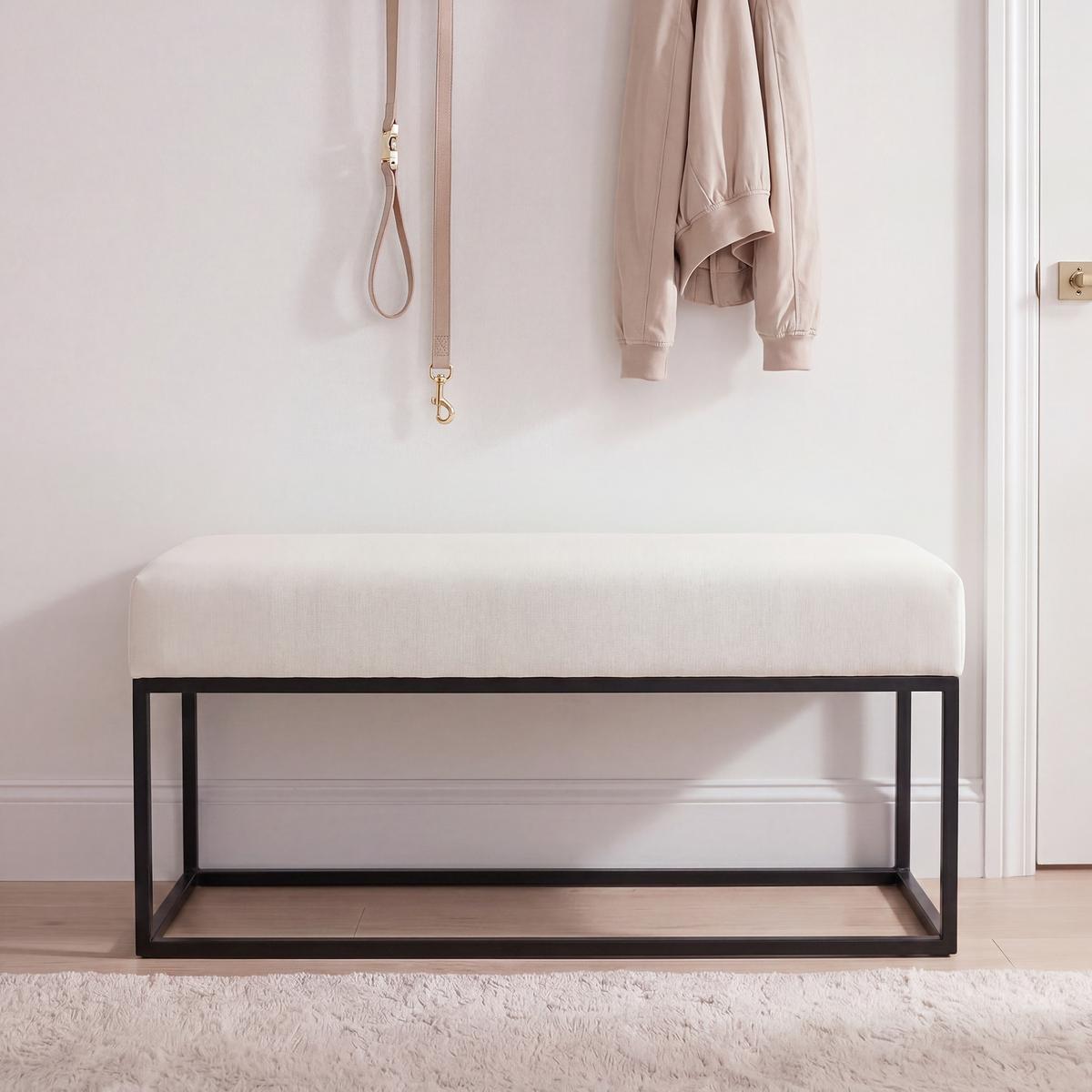 POLSTERBANK STELLA 100 cm Metallgestell, Schwarz / Creme - Creme, Textil/Metall (100/44/30cm) - Idohome