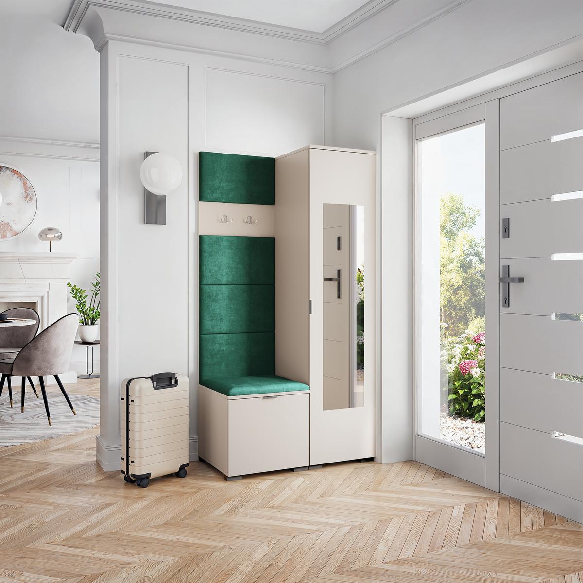 GARDEROBENSCHRANK VIRA 95/181/51 cm Modern Garderobe-Set Kaschmir - Kaschmir/Grün, Holzwerkstoff (95/181/51cm) - MASSENO