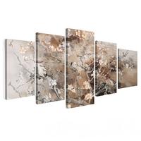 LEINWANDBILD 5er Set Mandelblüte - Abstrakt - Beige 150x80 cm - Beige, Textil (150/80cm) - MuchoWow