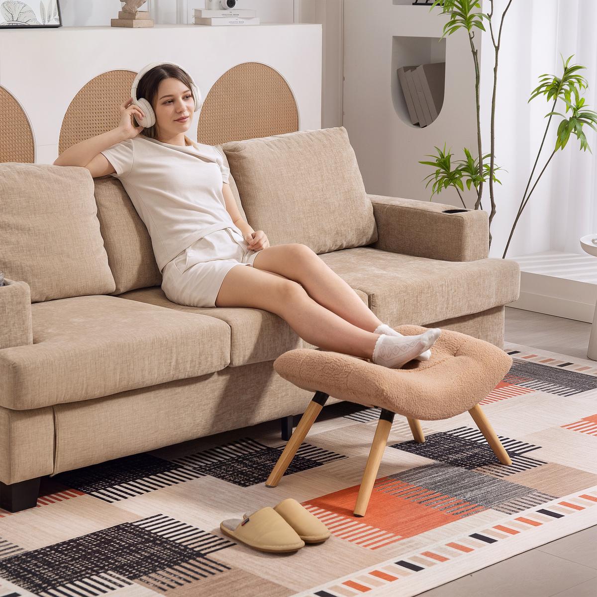 SITZHOCKER, Fußhocker, Polsterhocker, Fußstütze bis 120 kg belastbar Braun - Braun, Kunststoff (45/38/67cm) - HOMCOM