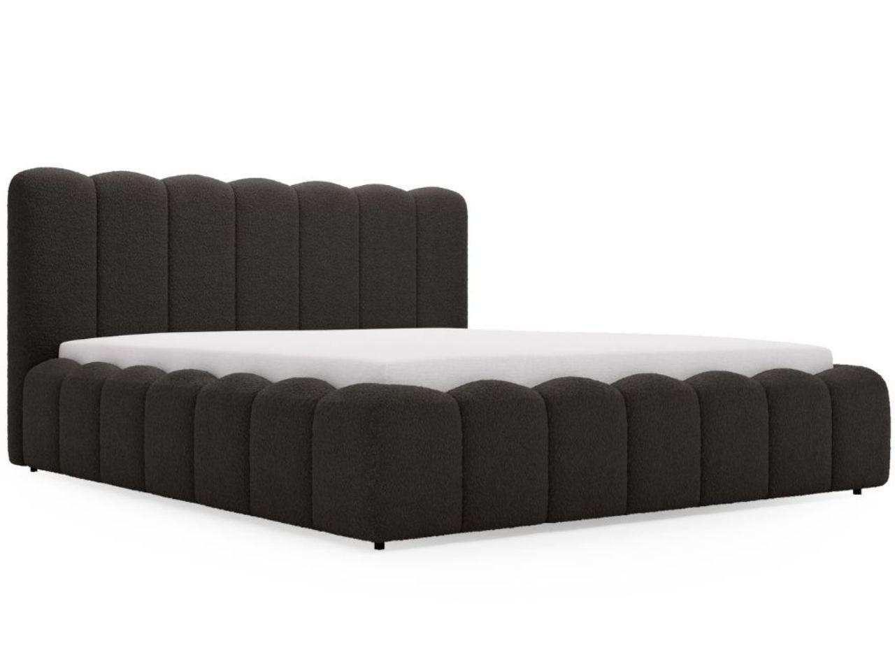 POLSTERBETT Smile 140x200 Bouclé-Stoff Schwarz - Schwarz, Textil (140/200cm) - Graingold