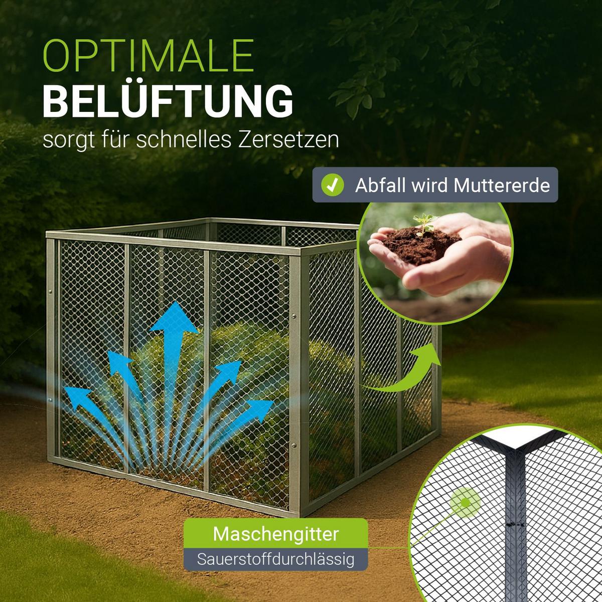 KOMPOSTER Metall silber 800L - Silberfarben, Metall (100/80/100cm) - Juskys