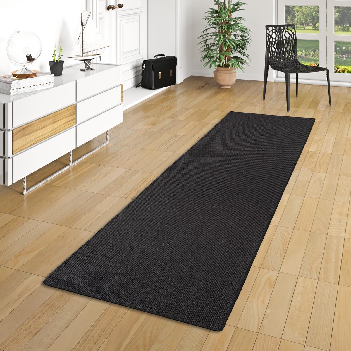 SISAL NATUR LÄUFER TEPPICH - Schwarz, Textil (80/400cm) - Snapstyle