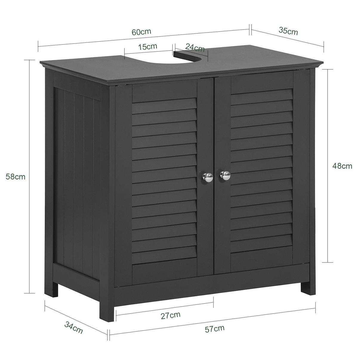 WASCHBECKENUNTERSCHRANK Grau - Grau, Holzwerkstoff (60/58/35cm) - SoBuy