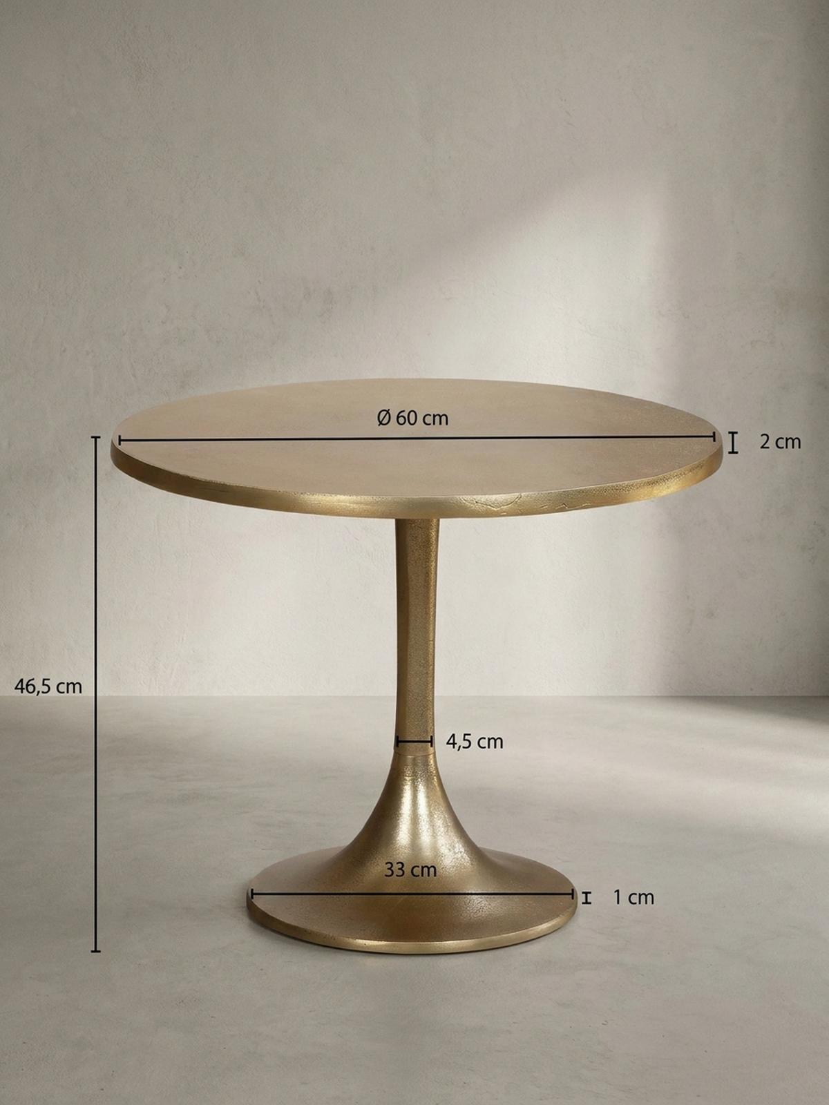 COUCHTISCH Klein Gold Metall Rund 60x60x46,5 cm Modern - Goldfarben, Metall (60/60/47cm) - KADIMA DESIGN