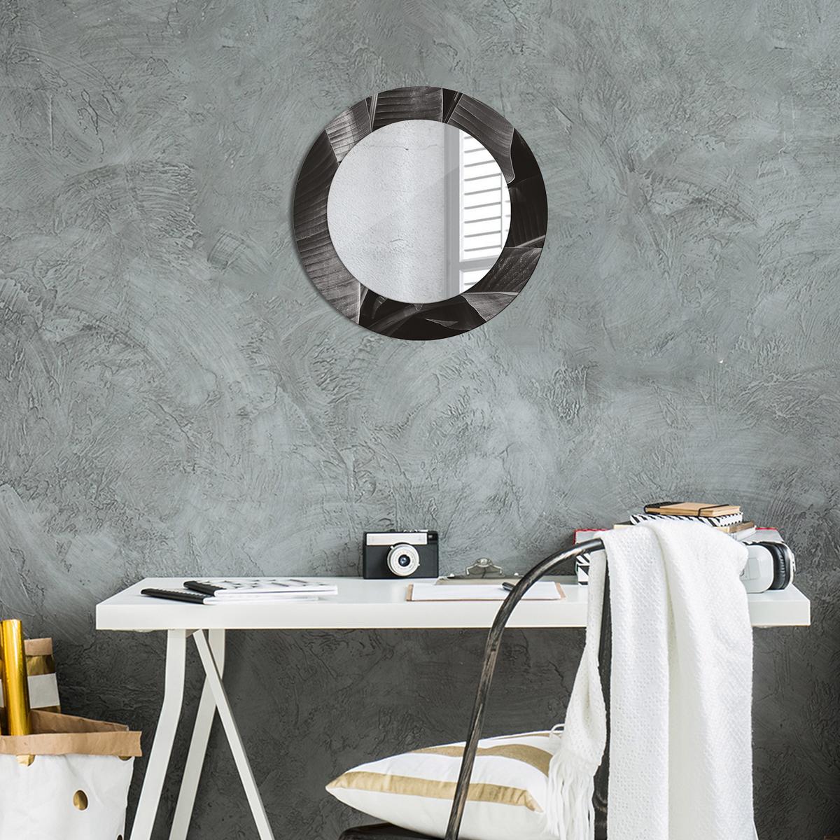 SPIEGEL Rund Ø 50 cm mit Aufdruck - Grau, Glas (50/50/0.4cm) - Wallfluent